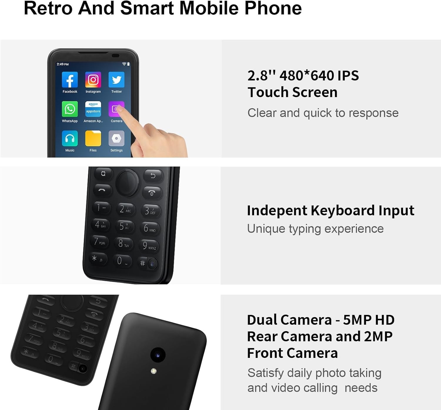 Qin F21 Pro 4G Touchscreen With Buttons Google Play Phone 32GB – NEW