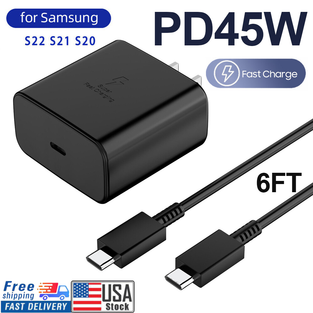 45W Super Fast Wall PD Charger+6FT Cable For Samsung Galaxy S20-S23 A90 Note 20