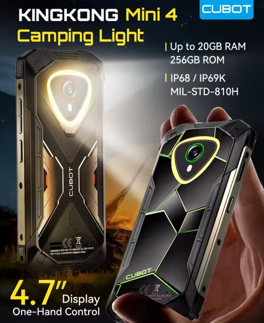 Cubot KingKong Mini 4 Rugged 16+128GB 4G NFC 4.7 ‘IP68 4700mAh Android15 Mobile