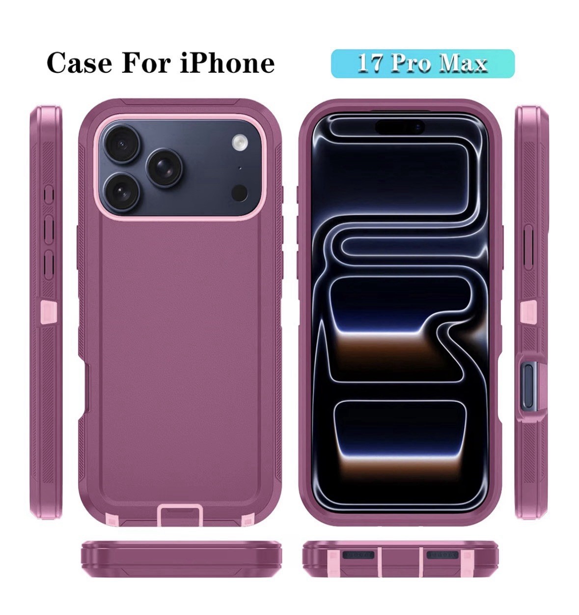iPhone 17 Pro Max Case with HD Screen Protector, [2 in 1] Heavy Duty Protection