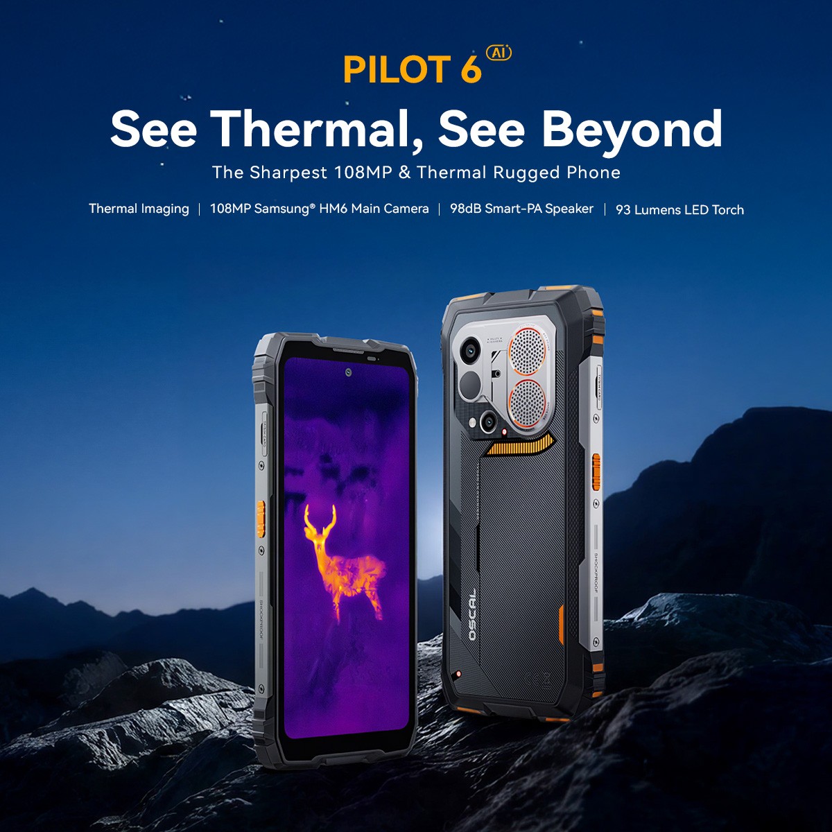 Blackview OSCAL PILOT 6 4G AI Rugged Smartphone 48GB+256GB Thermal Imaging 108MP