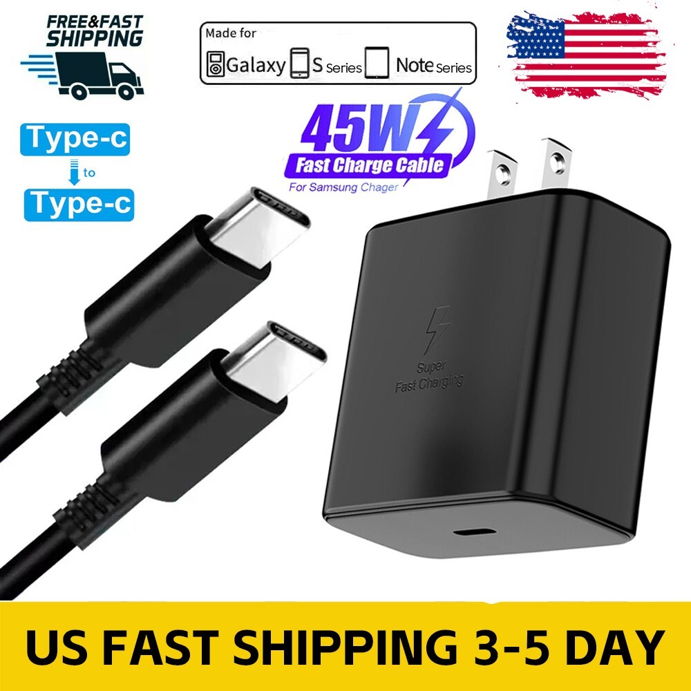 45W Type USB-C Super Fast Wall Charger+ 6ft Cable for Samsung Galaxy S24 S23 S22