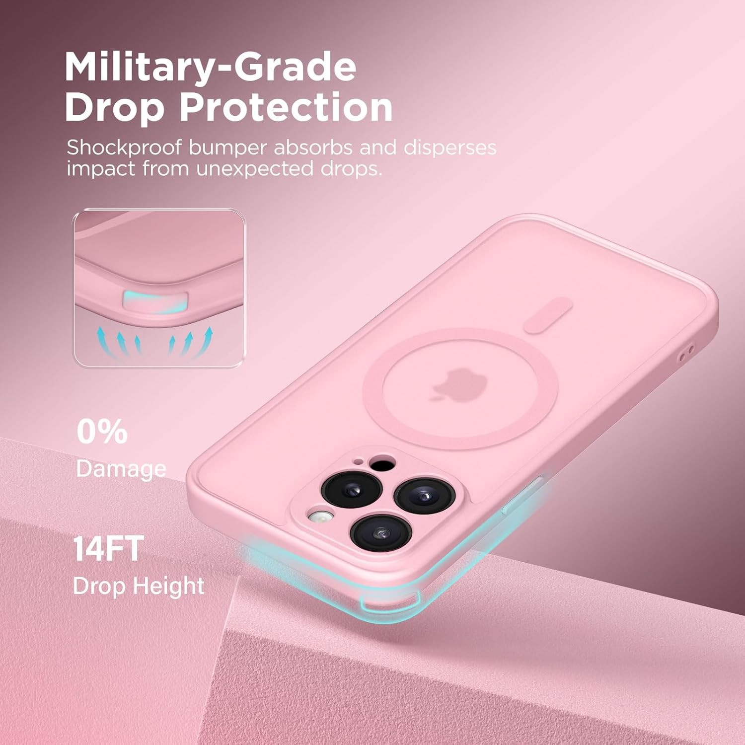 Magnetic for iPhone 13 Pro Case, Shockproof Protective Slim Translucent Matte Ca