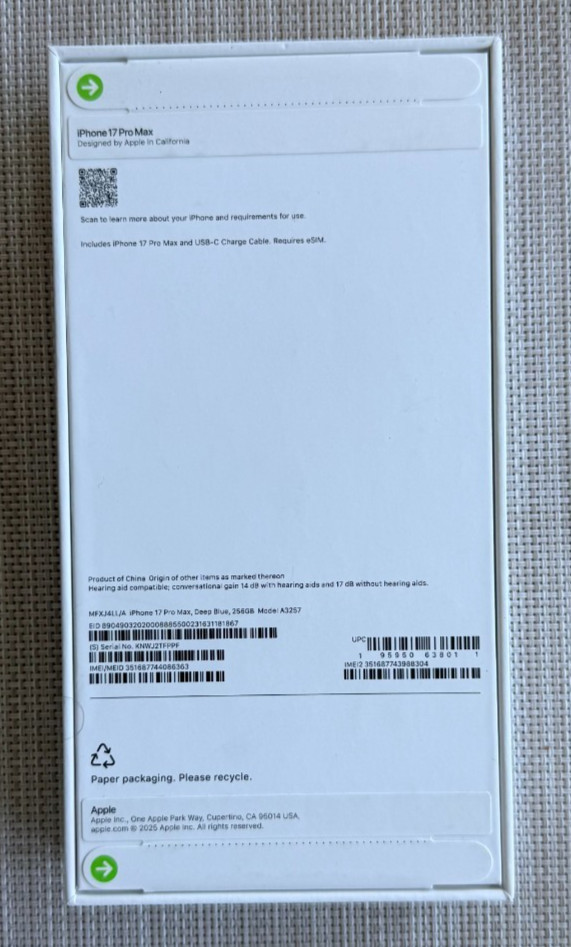 Apple iPhone 17 Pro Max FACTORY UNLOCKED 256GB Deep Blue – New Sealed