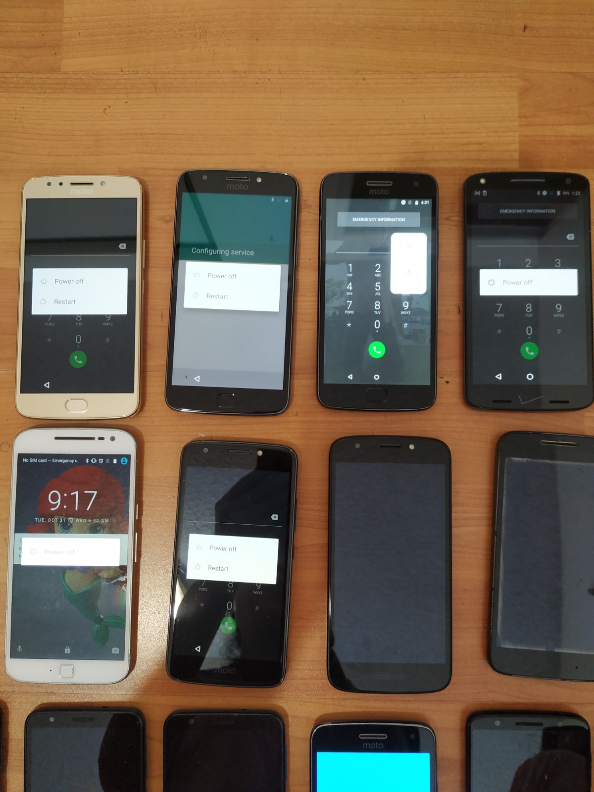 Lot of 13 Mixed model Motorola Moto Z2 / e6 16GB or 32GB Smartphone For parts