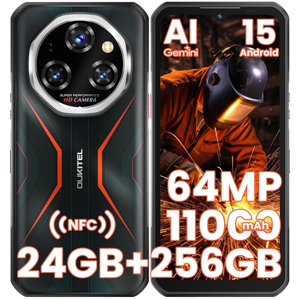 OUKITEL WP55S Rugged Phone 24GB+256GB 11000mAh 64MP Android 15 NFC 4G 6.68″ FHD+
