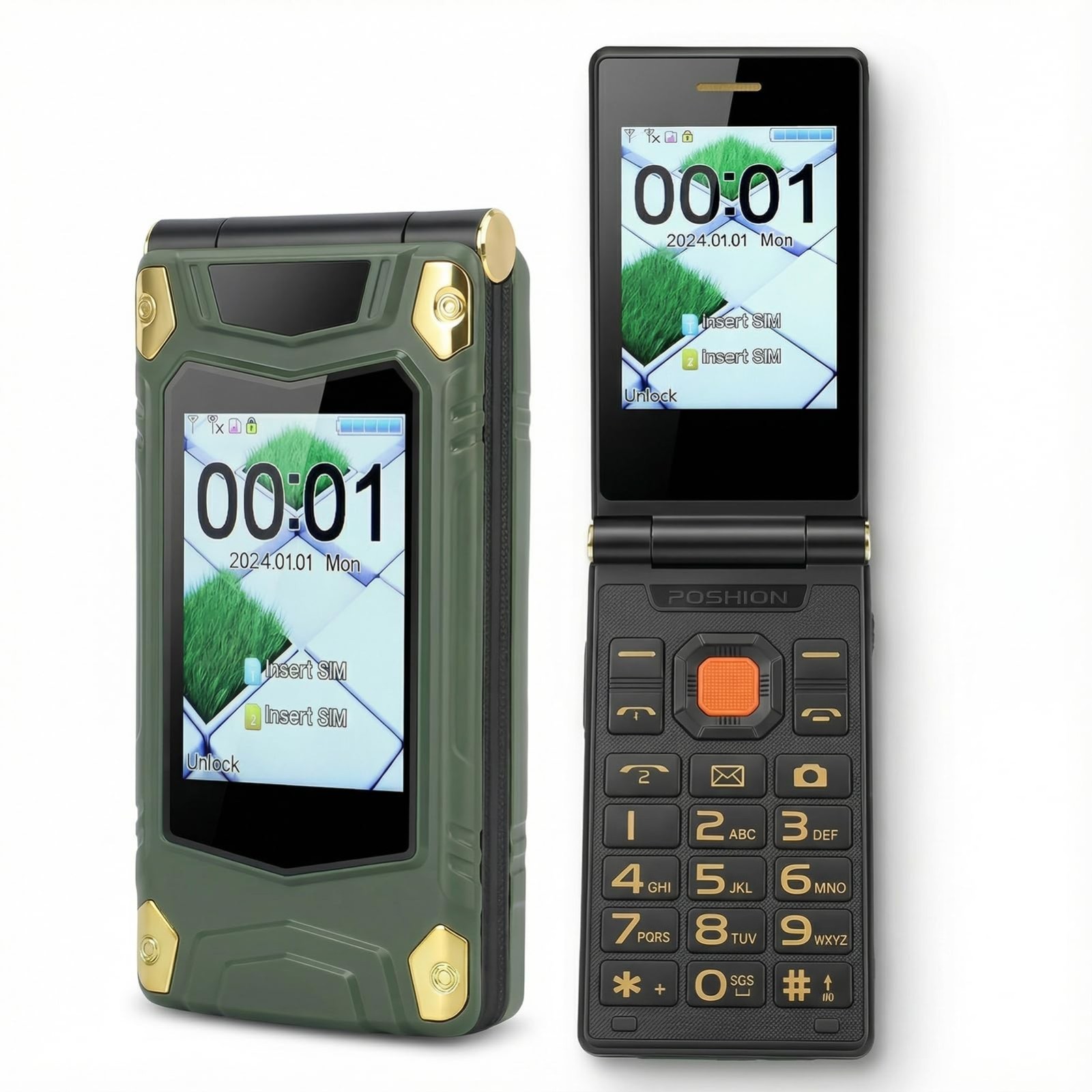 Denash 3.0 inch Flip Phone for Seniors & Kids, 4800mAh Basic Phone for Travel