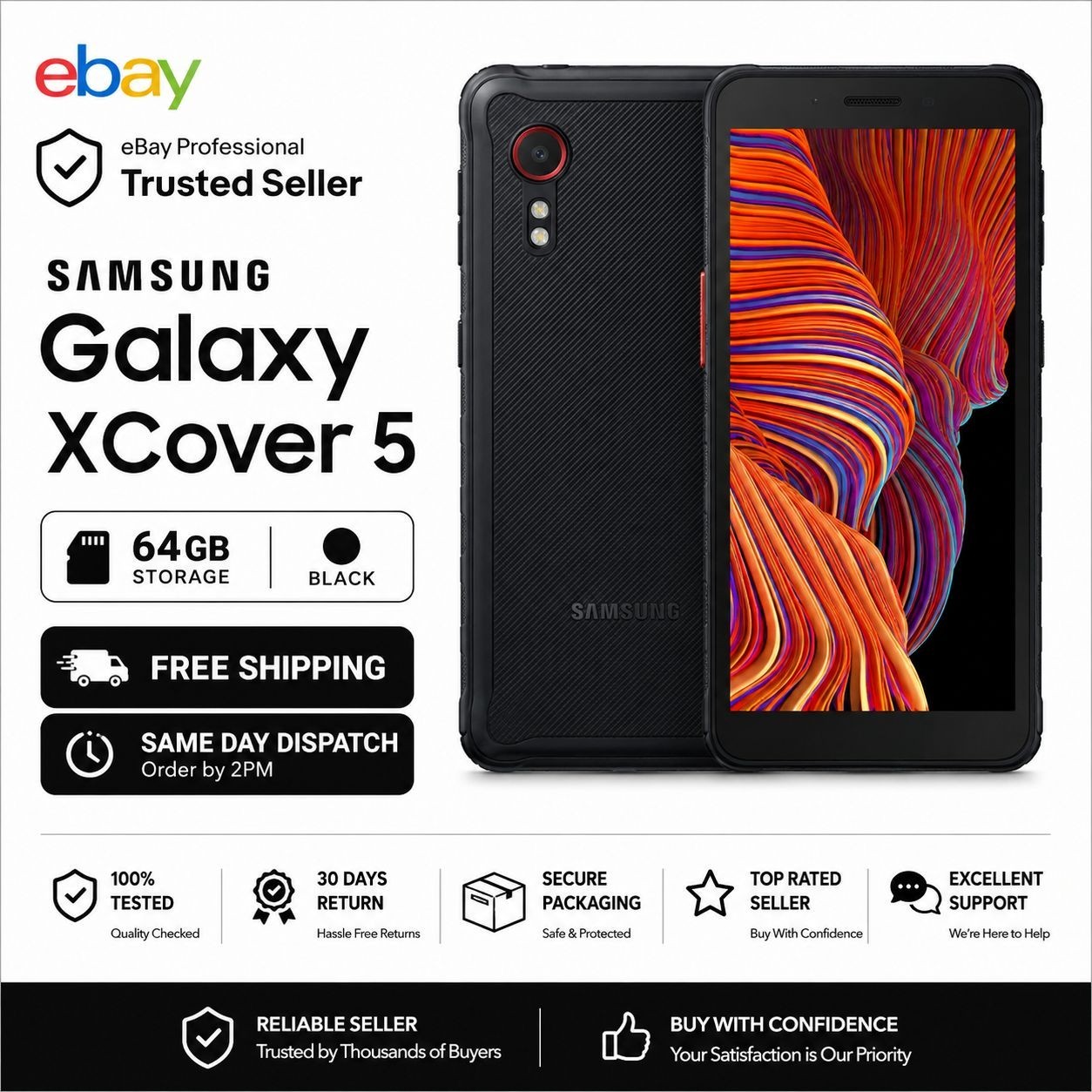 Samsung Galaxy XCover 5 64GB 4G Rugged Smartphone Unlocked UK Durable Work Phone
