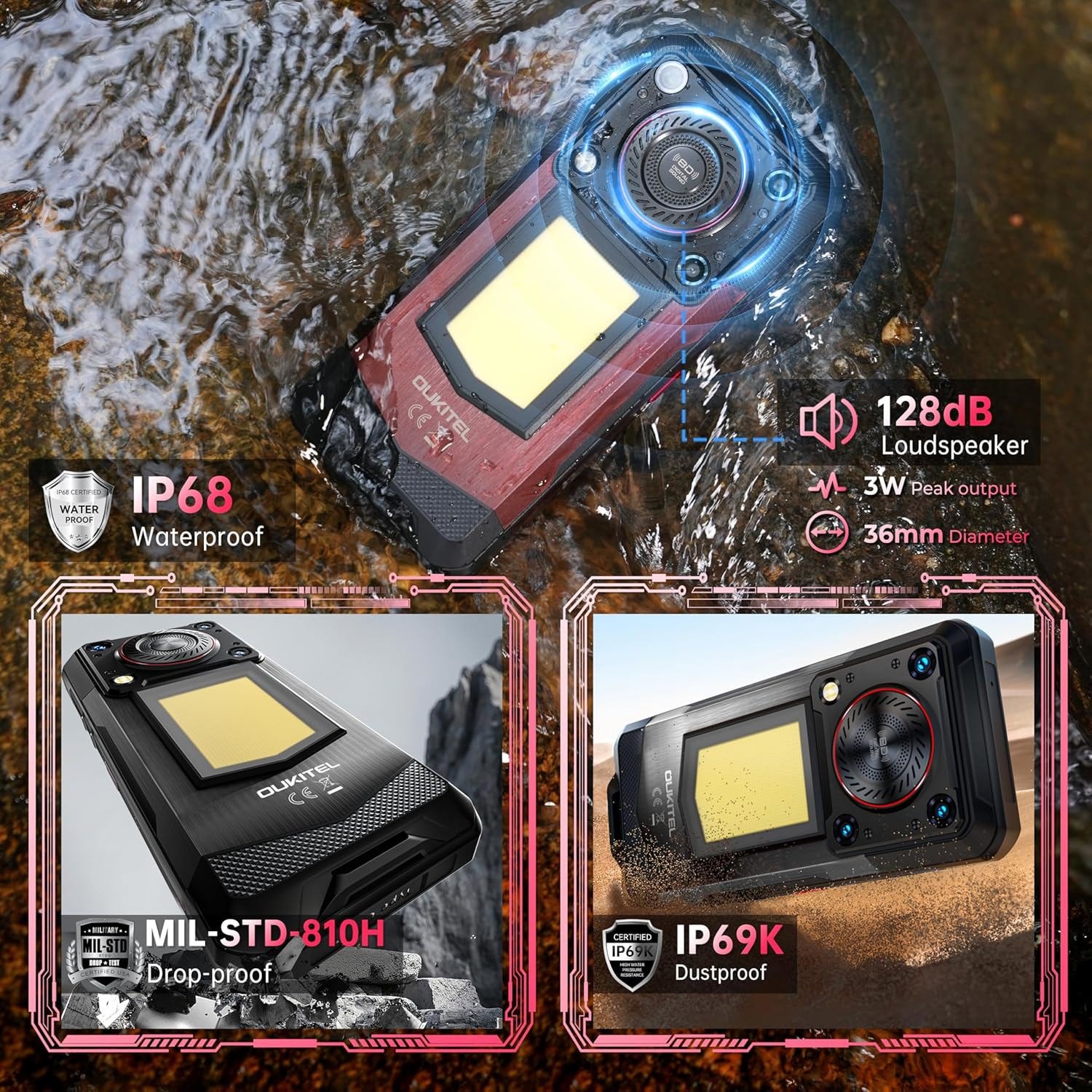 OUKITEL WP56 Rugged Smartphone 16000mAh Battery 36B+512GB 6.8″ FHD+ IP68/IP69K