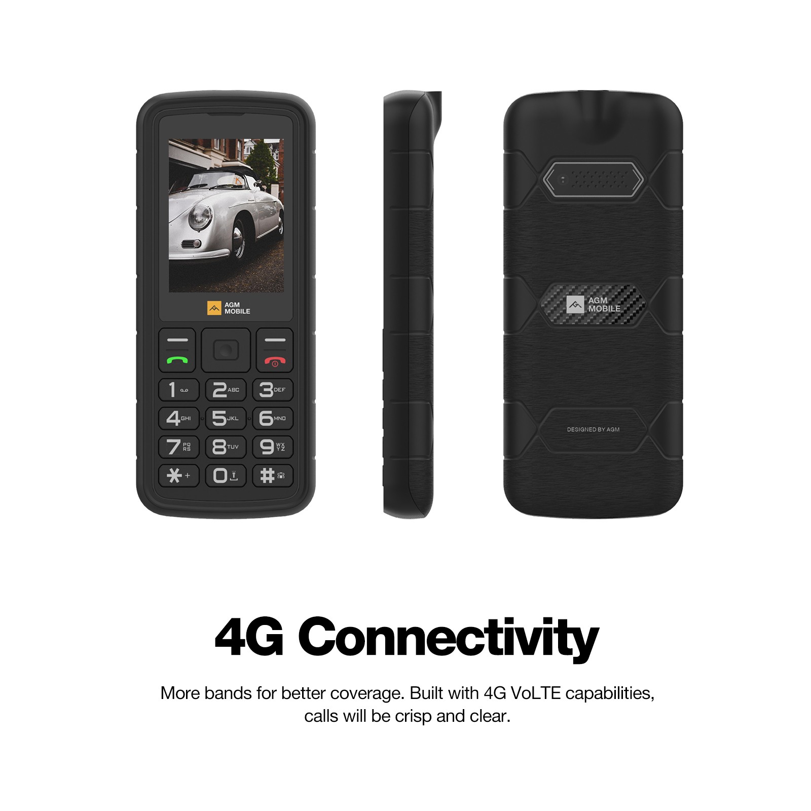 AGM M9 4G Rugged Feature Phone Button Senior Cell Phone Bluetooth FM Torch 2SIM