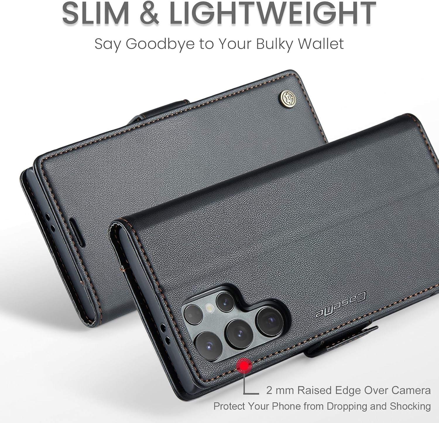 Wallet Case & Card Holder for Galaxy S24 Ultra Black with RFID Blocking Kickstan