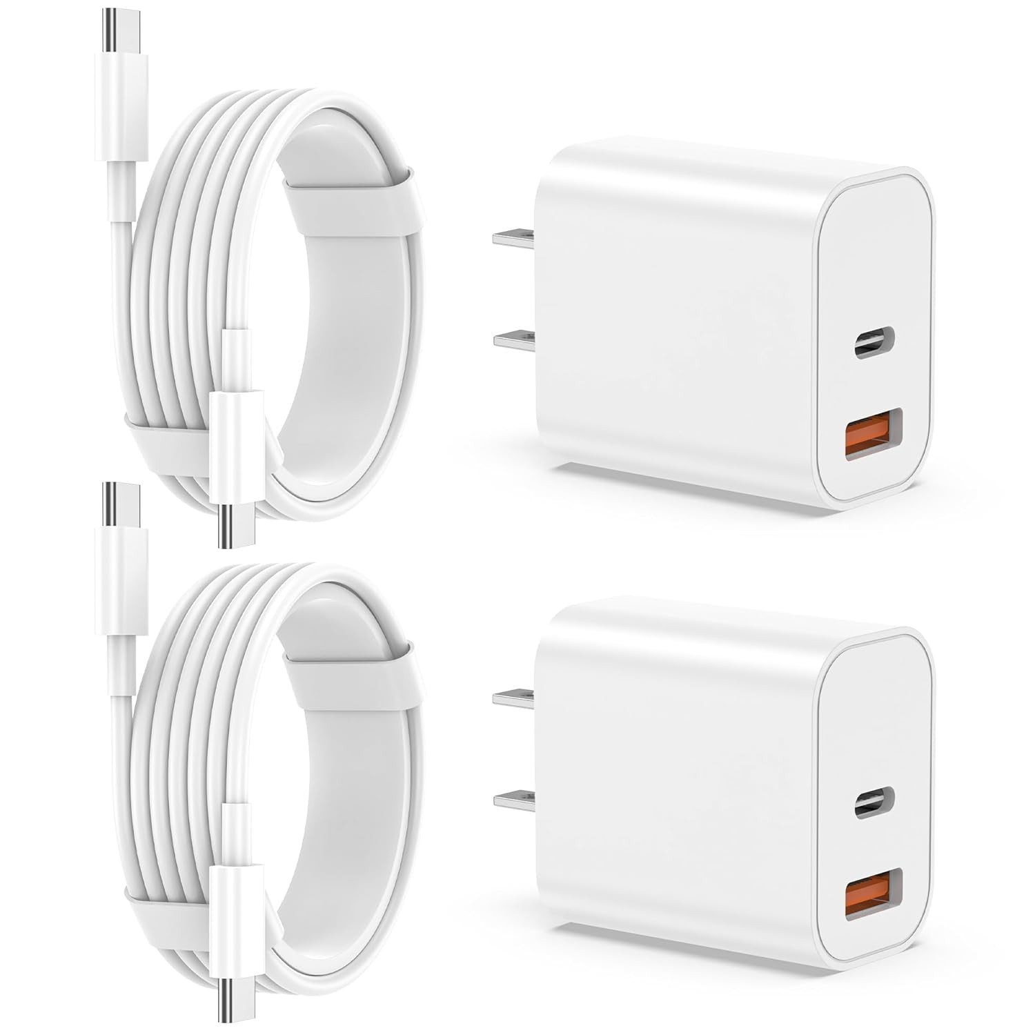 20W Fast Charging USB-C Wall Adapter with 6ft Cable for iPhone 15/16/17 Models