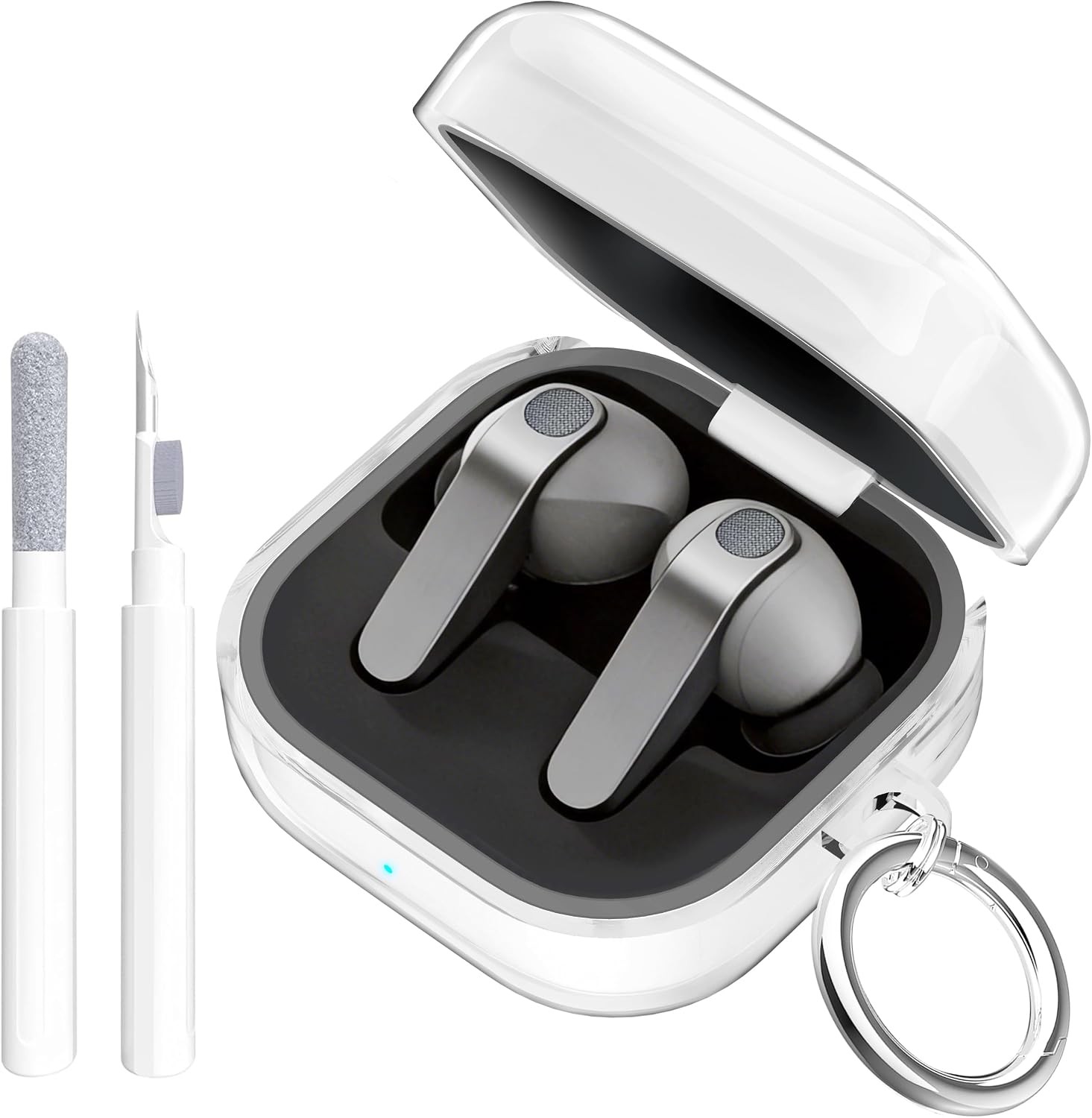 Clear Shockproof Case for Samsung Galaxy Buds 4 Pro, Soft TPU Cover with Keychai