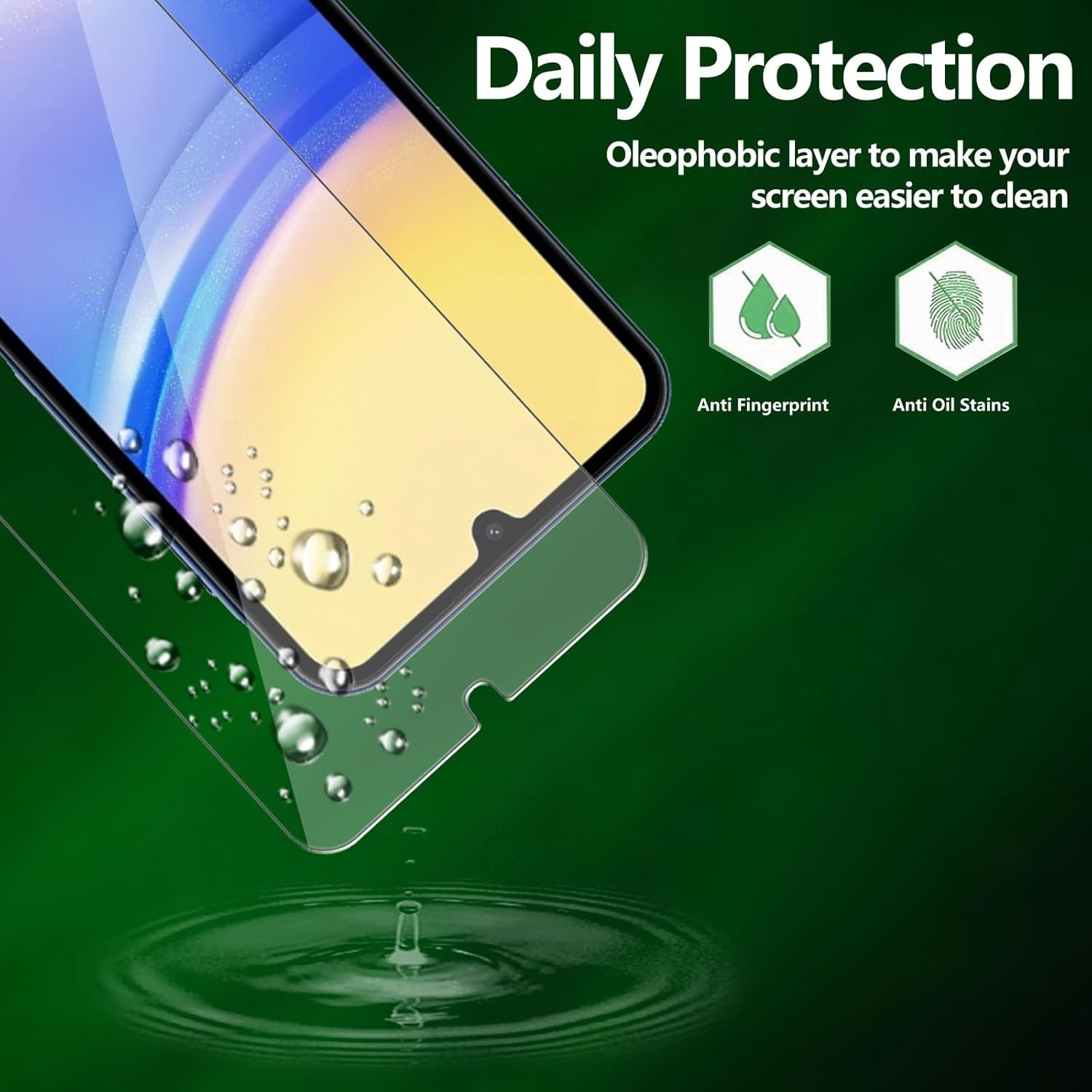 2 Pack for Samsung Galaxy A15 5G Screen Protector, Bubble Free & HD Clear