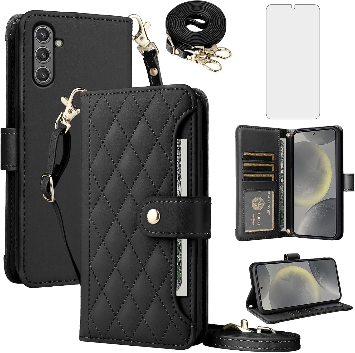 Phone Case for Samsung Galaxy A05s/A05 Wallet Cell Cover with Strap and Stand