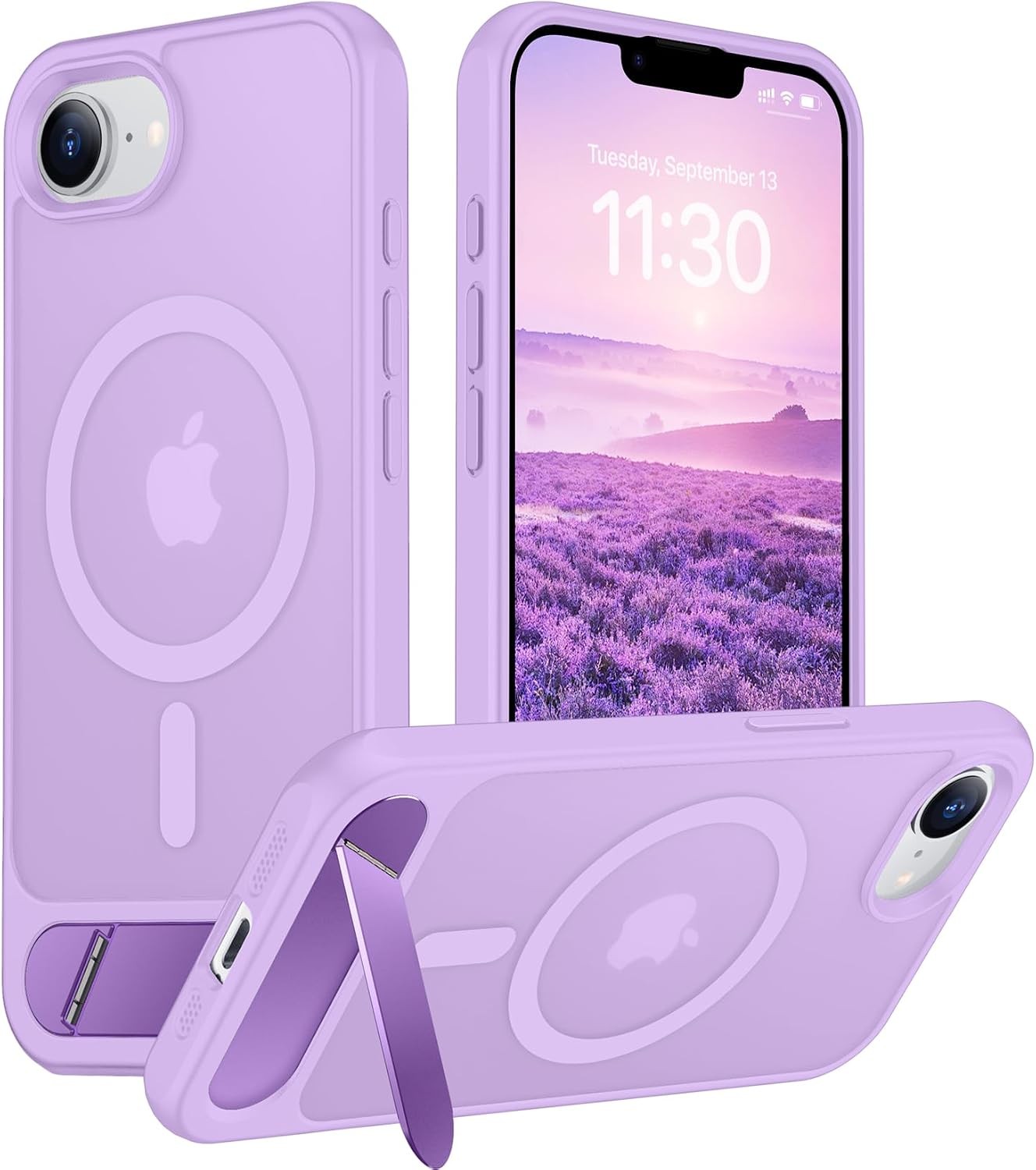 Slim Matte Magnetic Case for iPhone 17e/16e, Invisible Kickstand, Military Grade