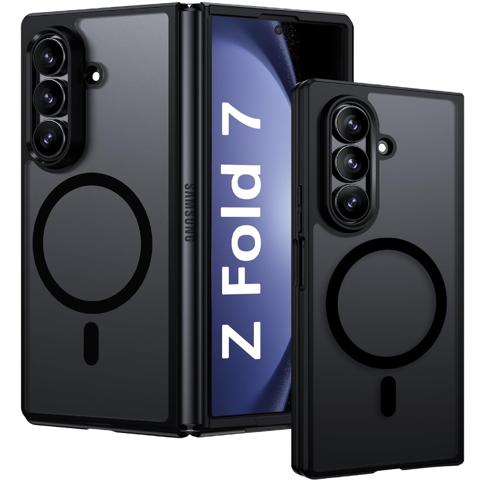 GUAGUA for Samsung Galaxy Z Fold 7 Case Magnetic Cases Translucent Matte Back Sk