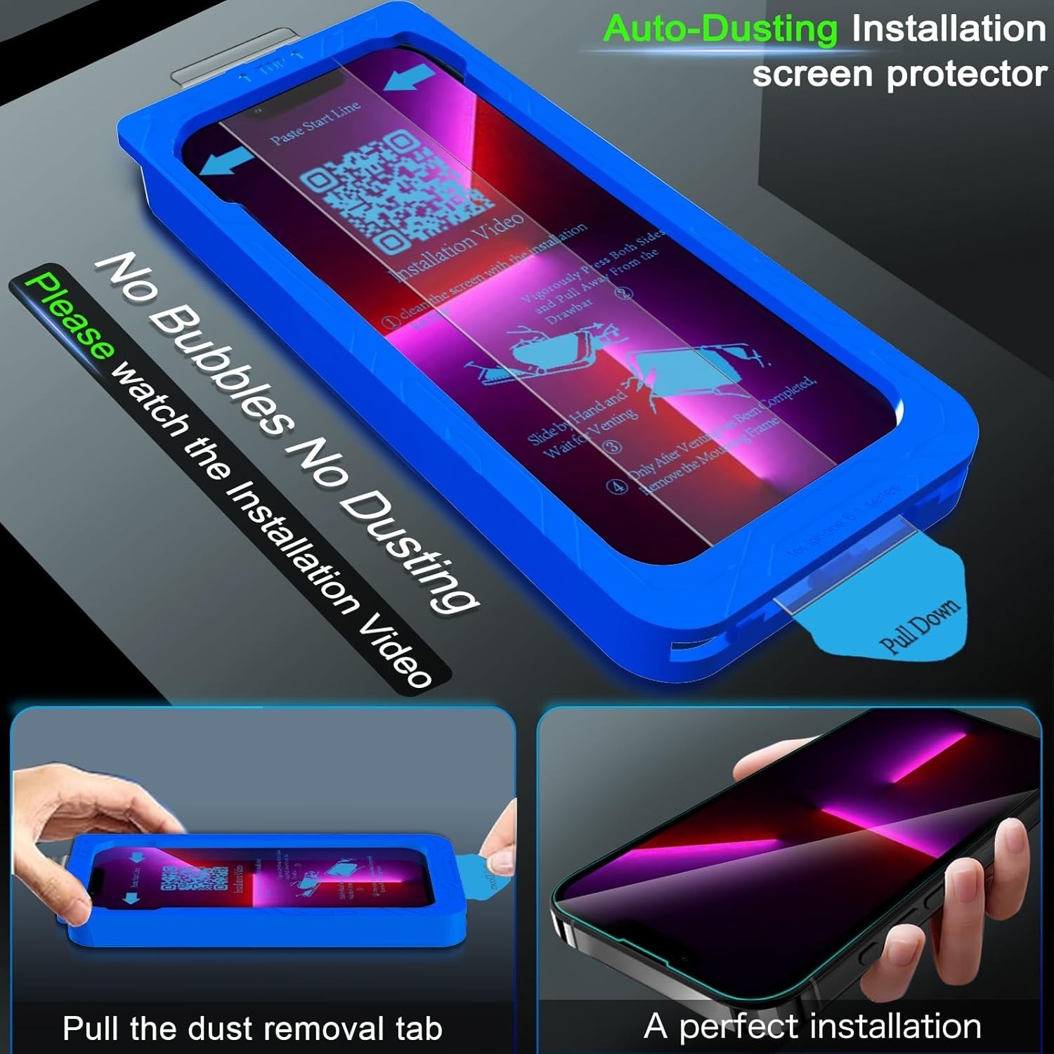 For iPhone 13 Pro 6.1 inch Screen Protector,Front Tempered Glass,Side-Back Film