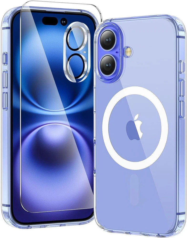 3 in 1 for iPhone 16 Plus Case Clear with Screen Protector & Camera Lens Protect