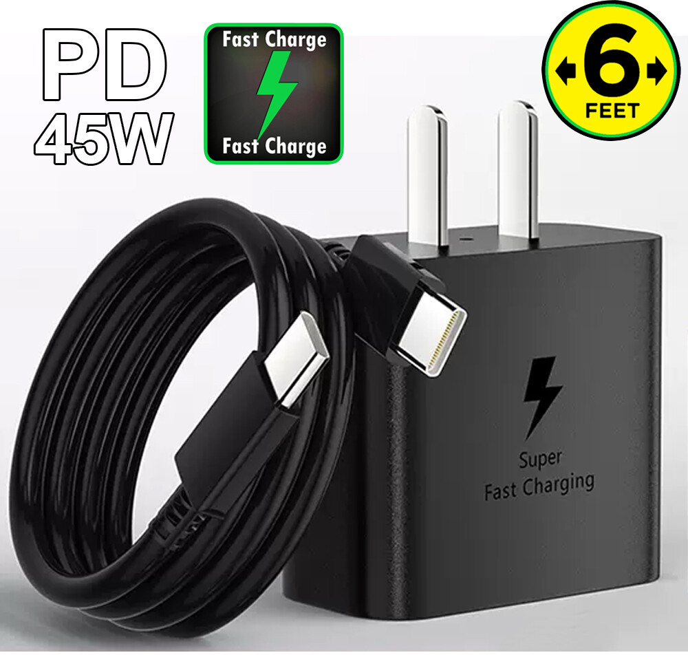 6FT Type-C Charging Cable 45W Fast Charger Adapter for Samsung Galaxy S22 S21 +