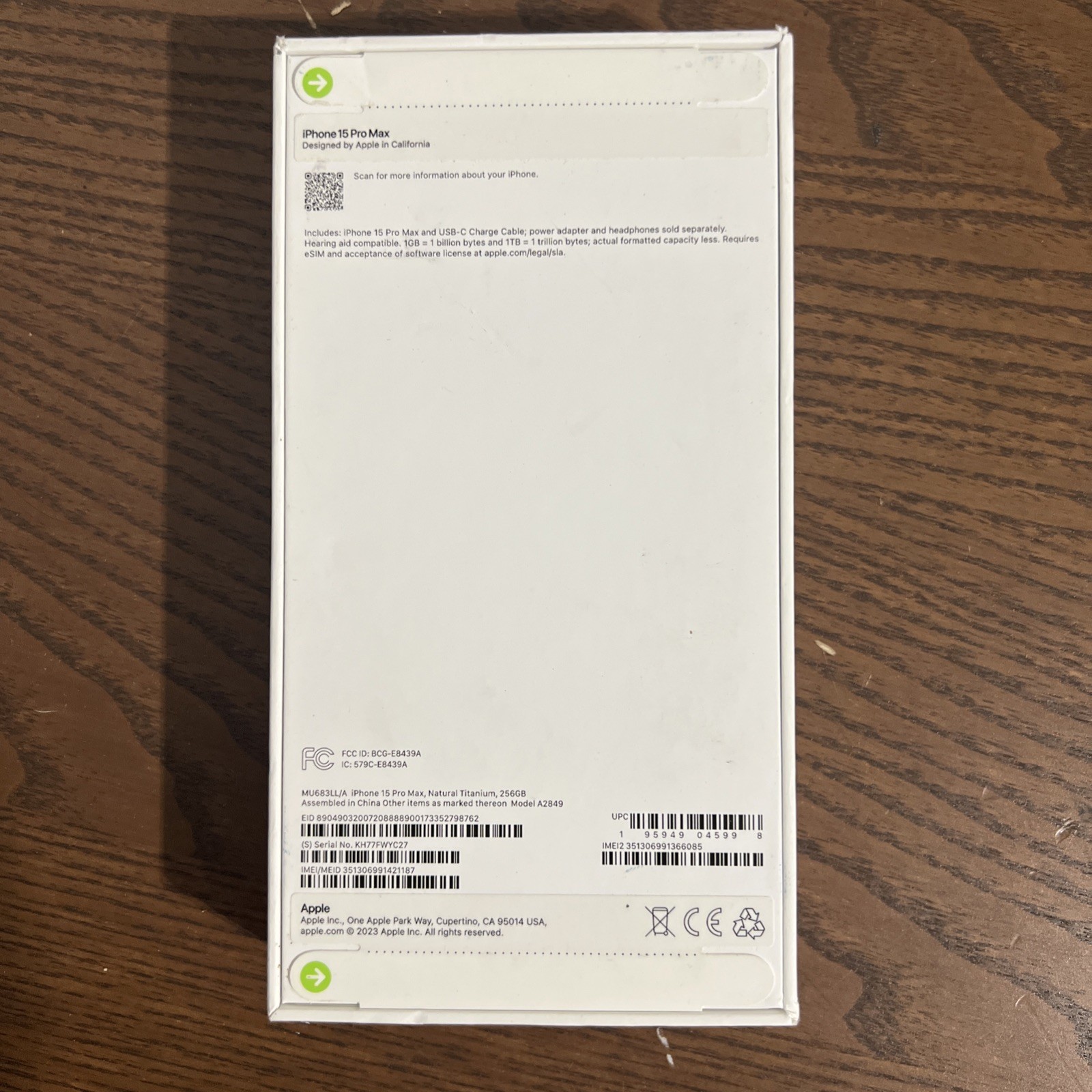Apple Iphone 15 PRO MAX – Blue Titanium – 256GB – NEW SEALED UNLOCKED – A2849