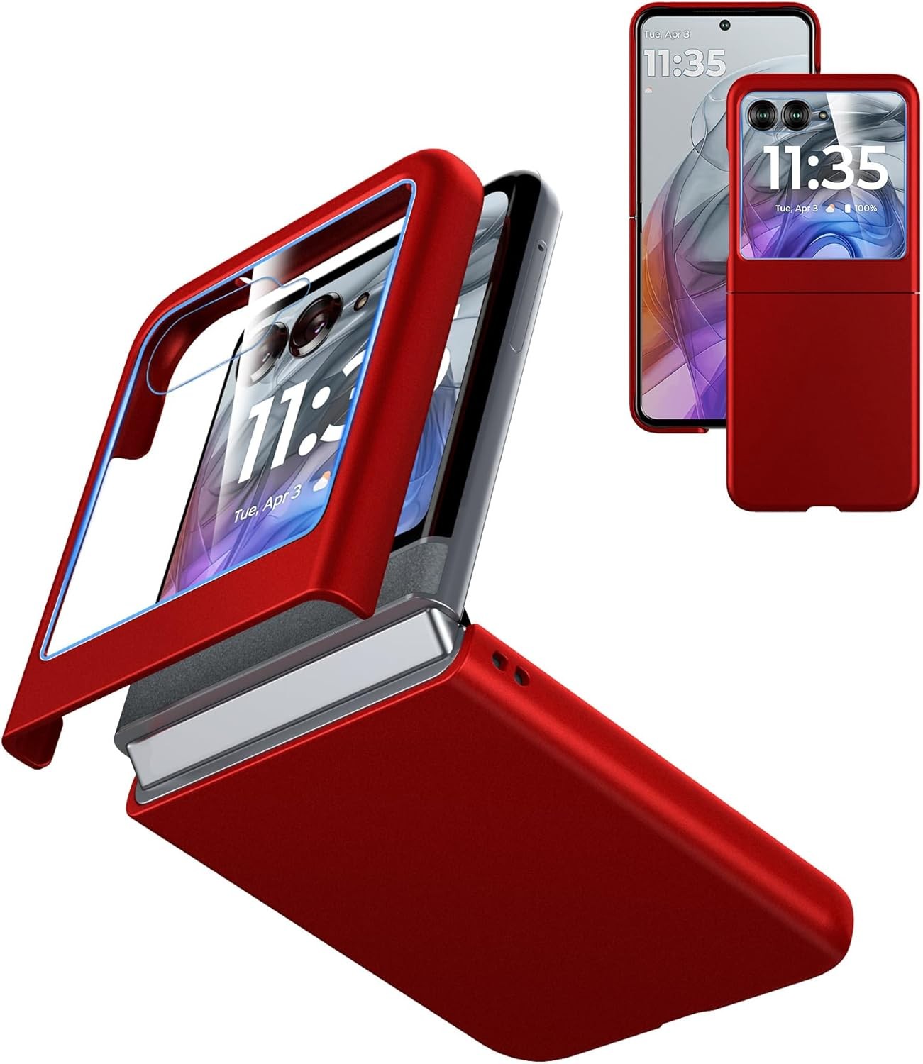 Case for Motorola Razr 2024/2025 – Thin Hard Matte Polycarbonate Cover – Red+Gla