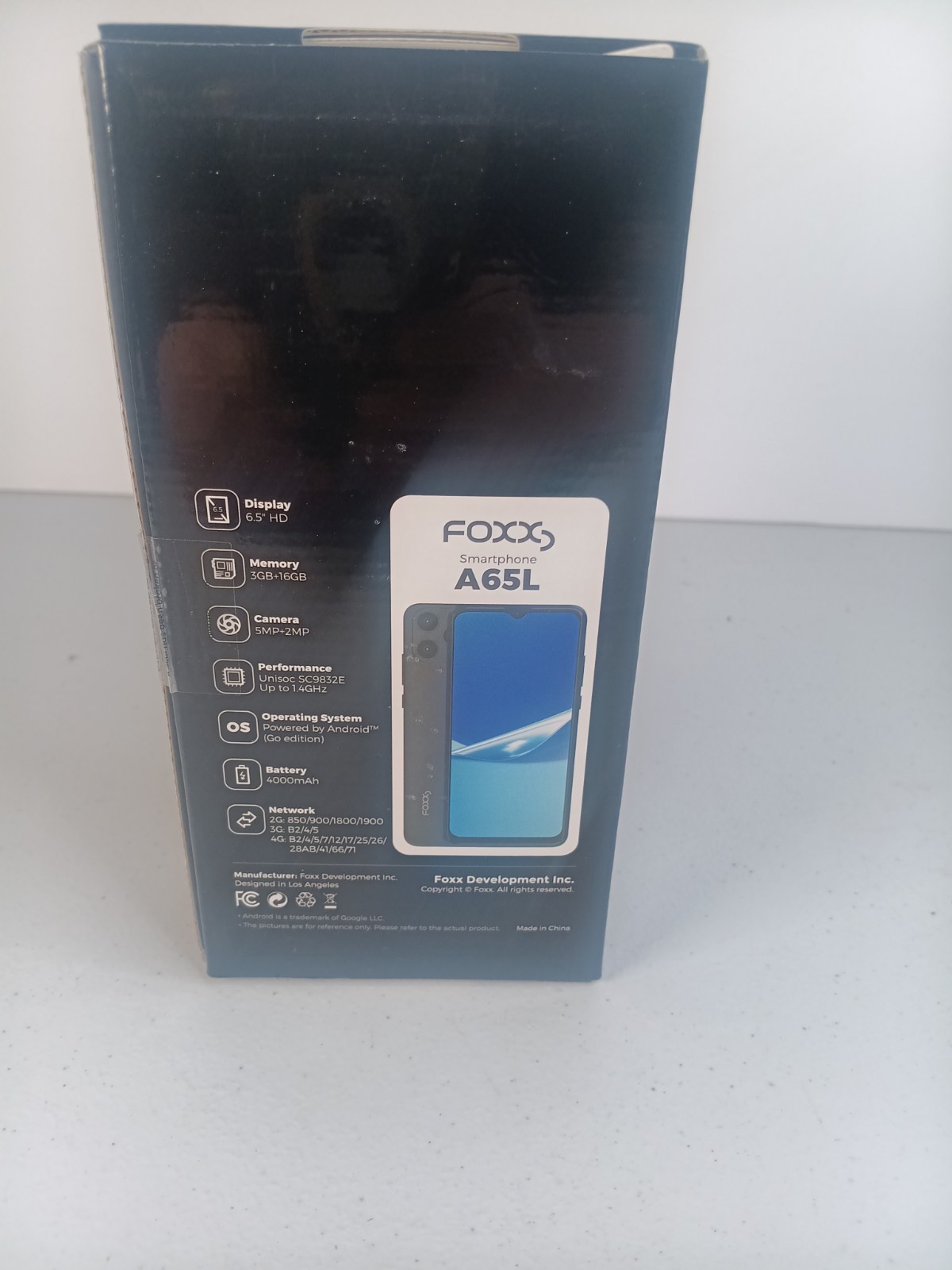 Foxx A65L Smartphone 6.5″ HD, 2GB RAM, 16GB, Black, 5MP+2MP Camera, Android Go