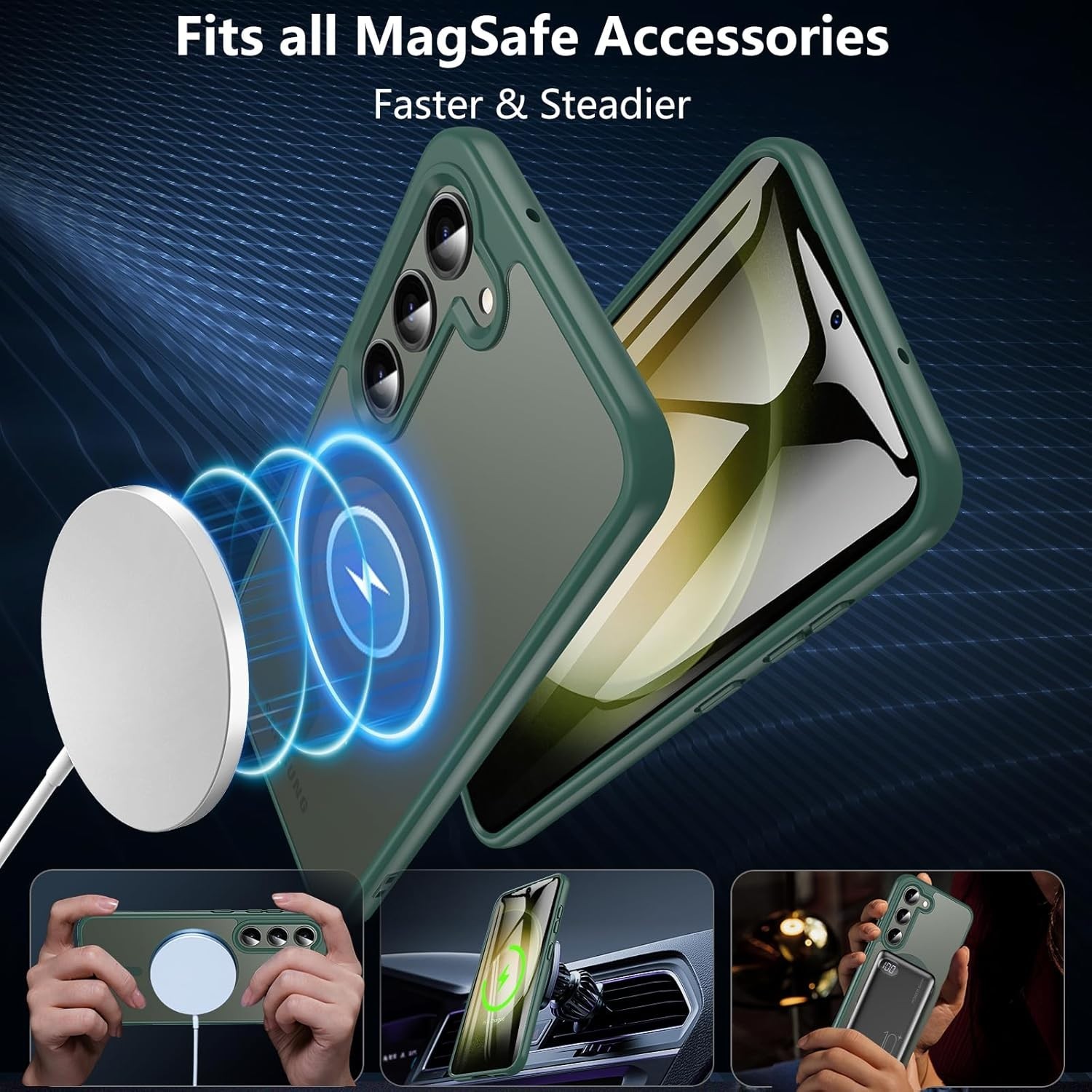 For Samsung Galaxy S23 Case 6.1″ Magnetic Case,Carbon Fiber Protective Bumper