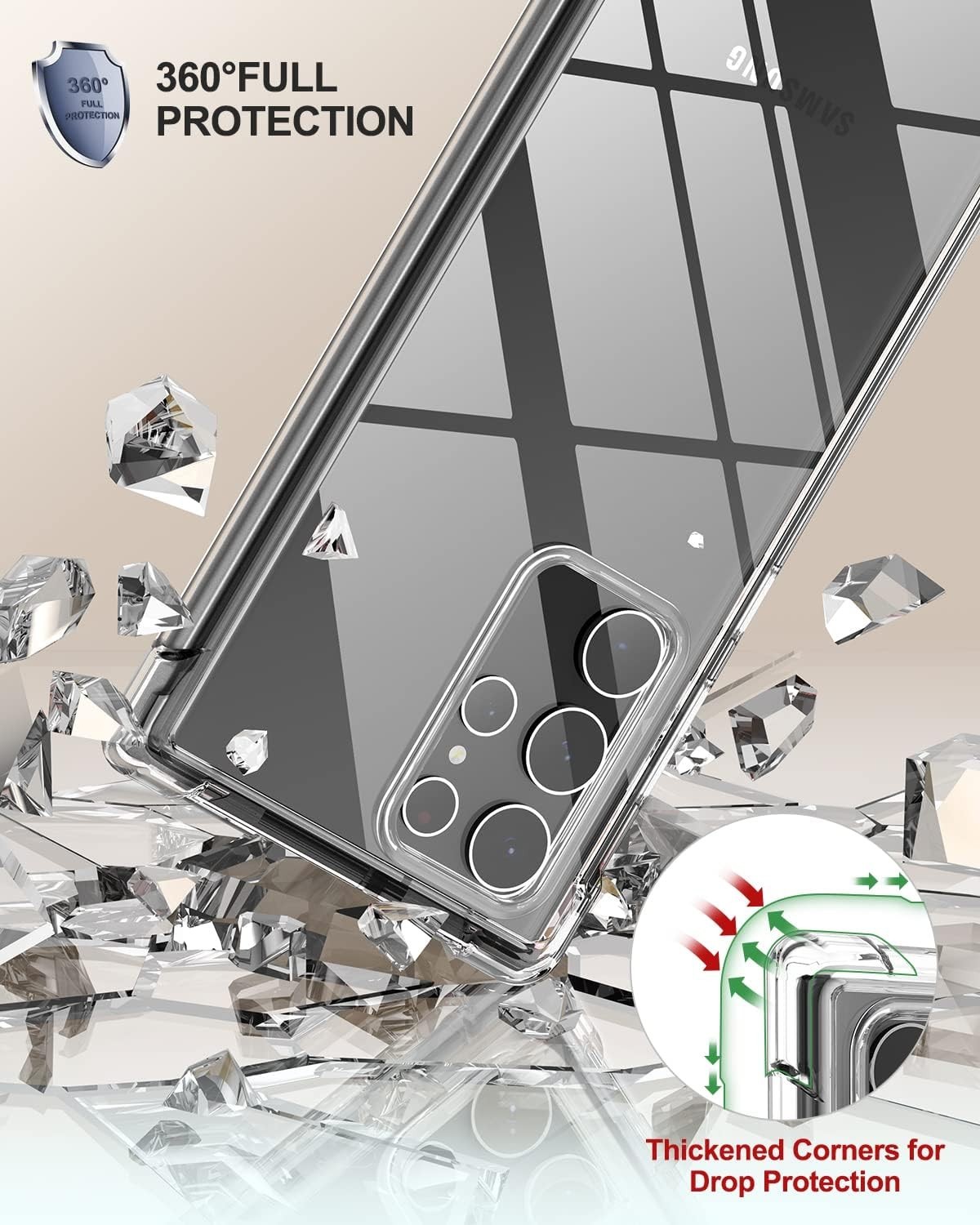 For Samsung Galaxy S22 Ultra Case,Built in Screen Protector,Full Body,Shockproof