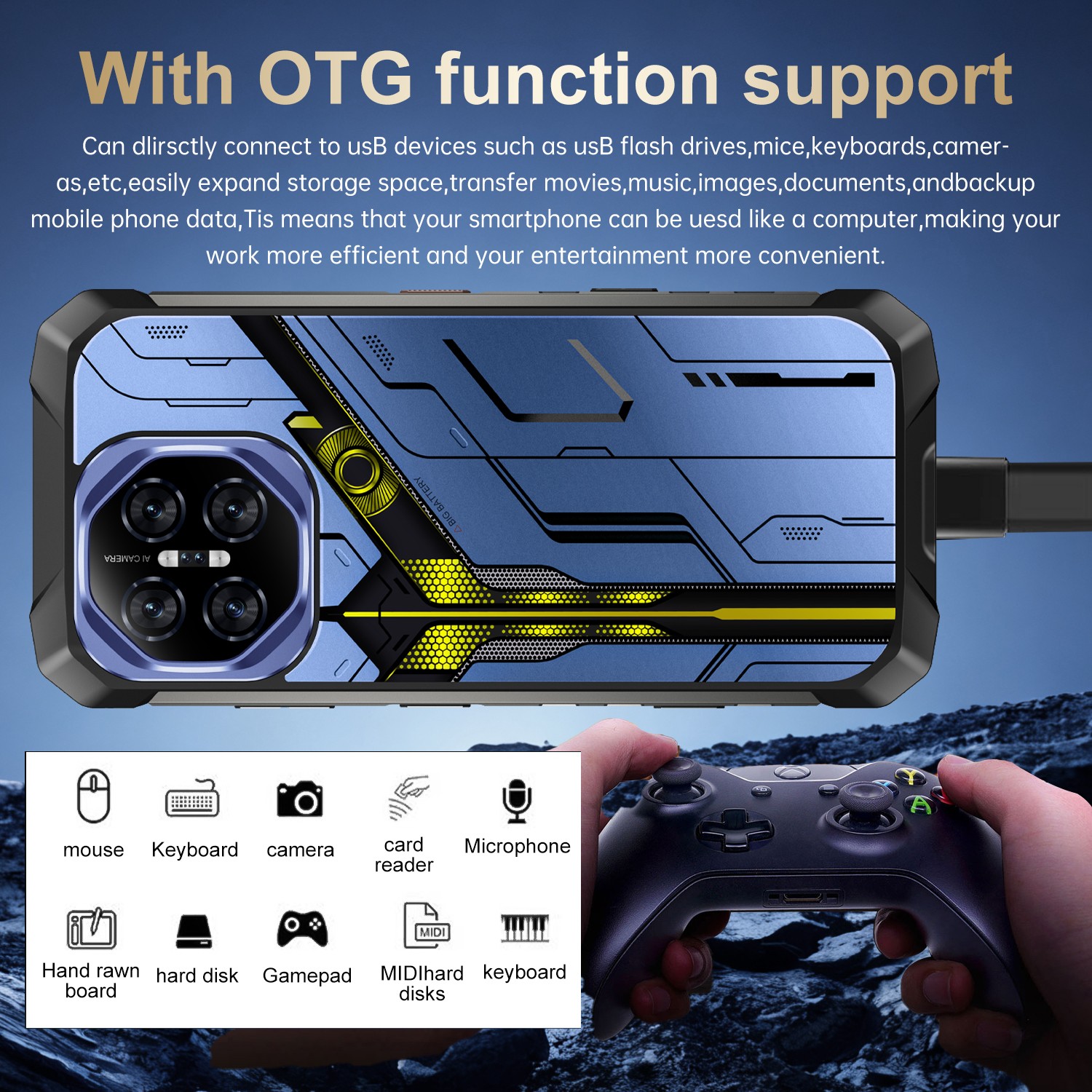 GAMAKOOO 26 Ultra Rugged Smartphone 256G Dual Sim 5G Unlocked Cell Phone 10000mA