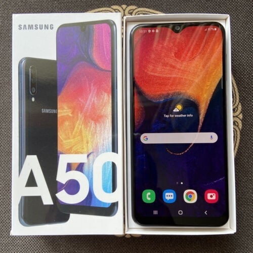 NEW – Samsung Galaxy A50 SM-A505U 64GB Single Sim Unlocked Black Smartphone