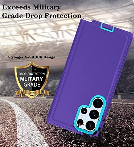 Samsung Galaxy S23 Ultra 6.8”,PurpleSkyblue 3-Layer Shockproof Case HD Cover