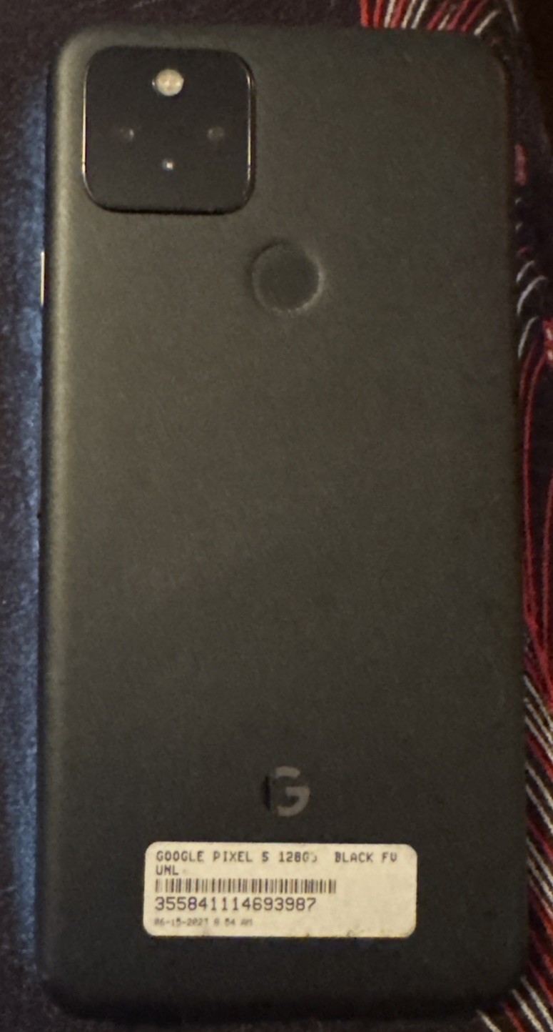 Google Pixel 5 128 GB Black Power Up Unknown Fast Ship Good Glass Bad LCD