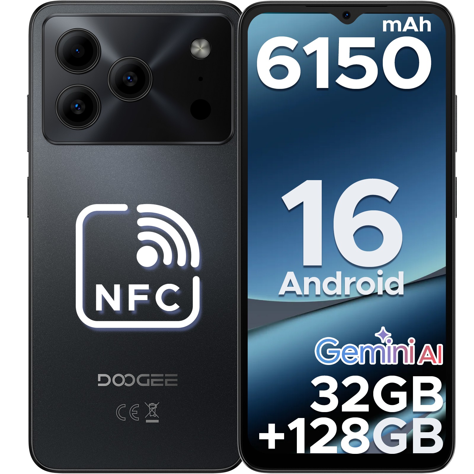 2026 DOOGEE Note56 Pro Android 16 Unlocked Cell Phone 32GB+128GB 6150mAh 4G 2SIM