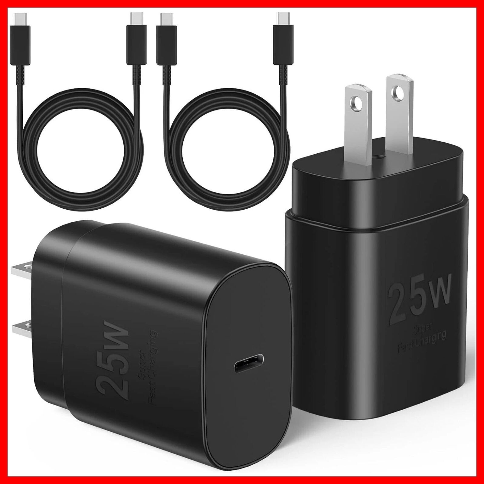 2 Pack 25W USB-C Fast Charger with 6FT USB C Cable for Samsung Galaxy S24 Ultra