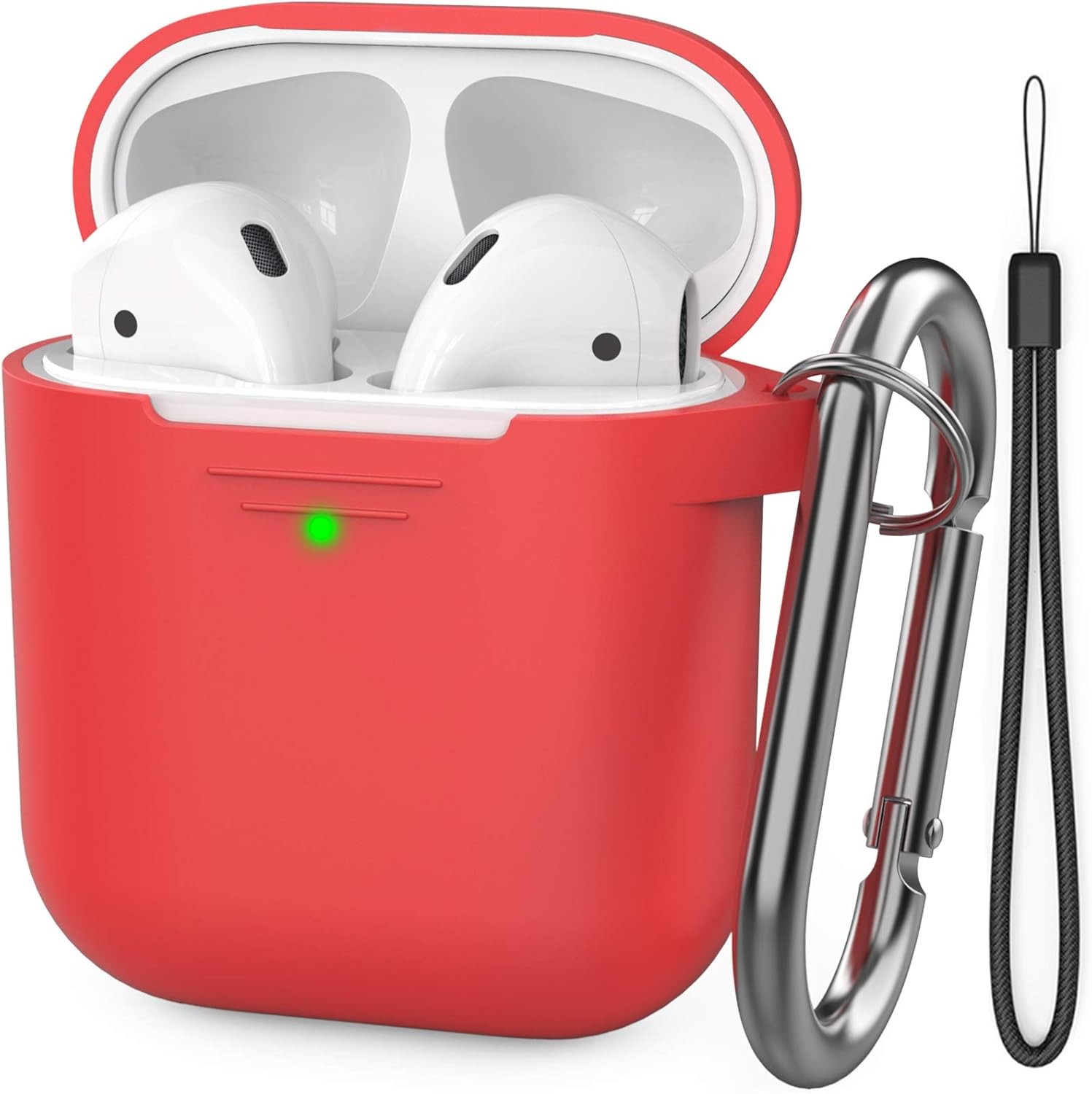 Upgrade Silicone Case Protective Cover for Apple AirPods 2 & 1 [Front LED Visibl