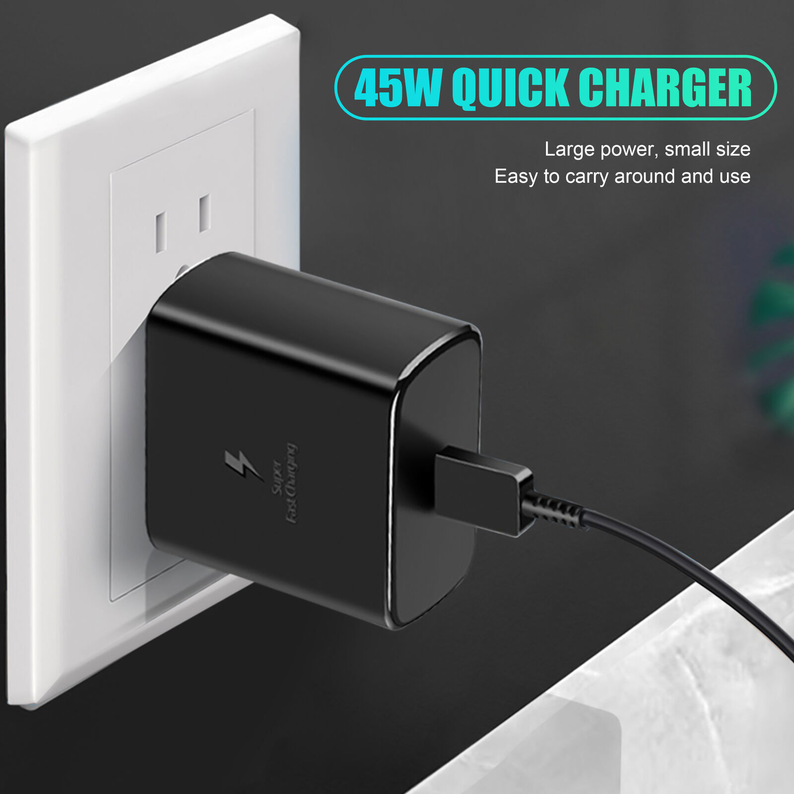 45W Super Fast Charging Wall Charger&6FT USB-C Type C Cable For Samsung S23 22+