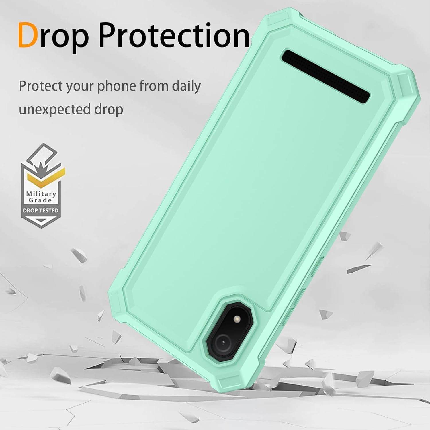 Cloud Mobile Stratus C8 Phone Case with Tempered Glass Screen Protector, Green