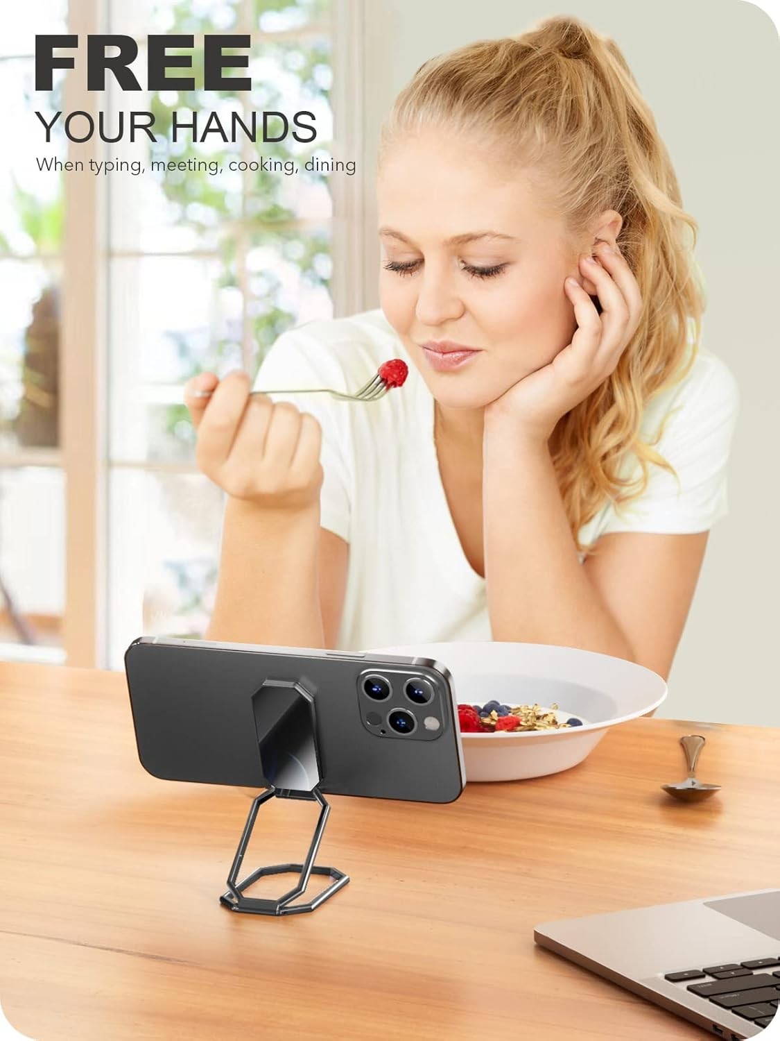 Foldable & Adjustable Phone Kickstand Ring Holder for iPhone Case, 360° Rotation