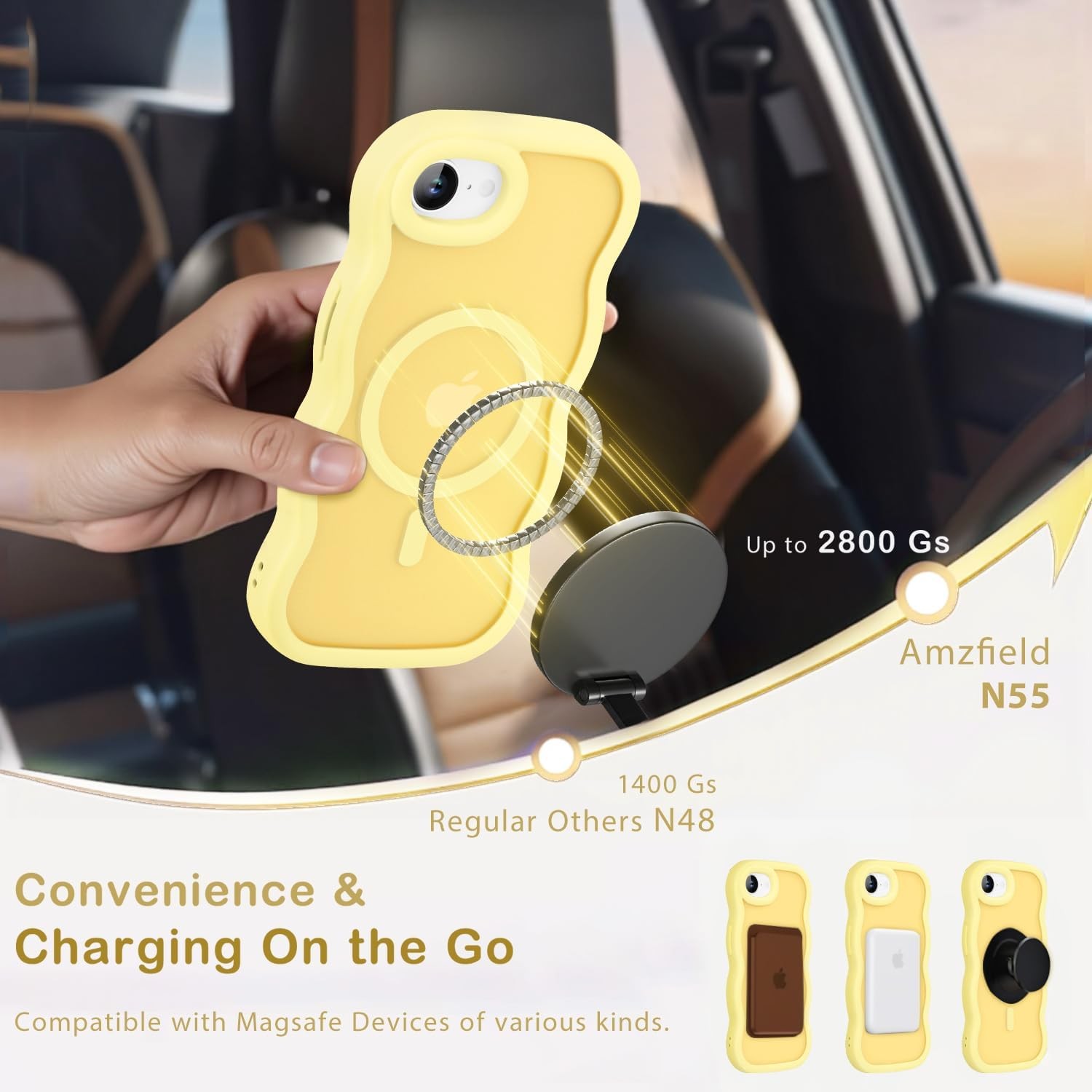 Magnetic for iPhone 16e for iPhone 17e Case, Wavy Frame Cute Translucent Matte