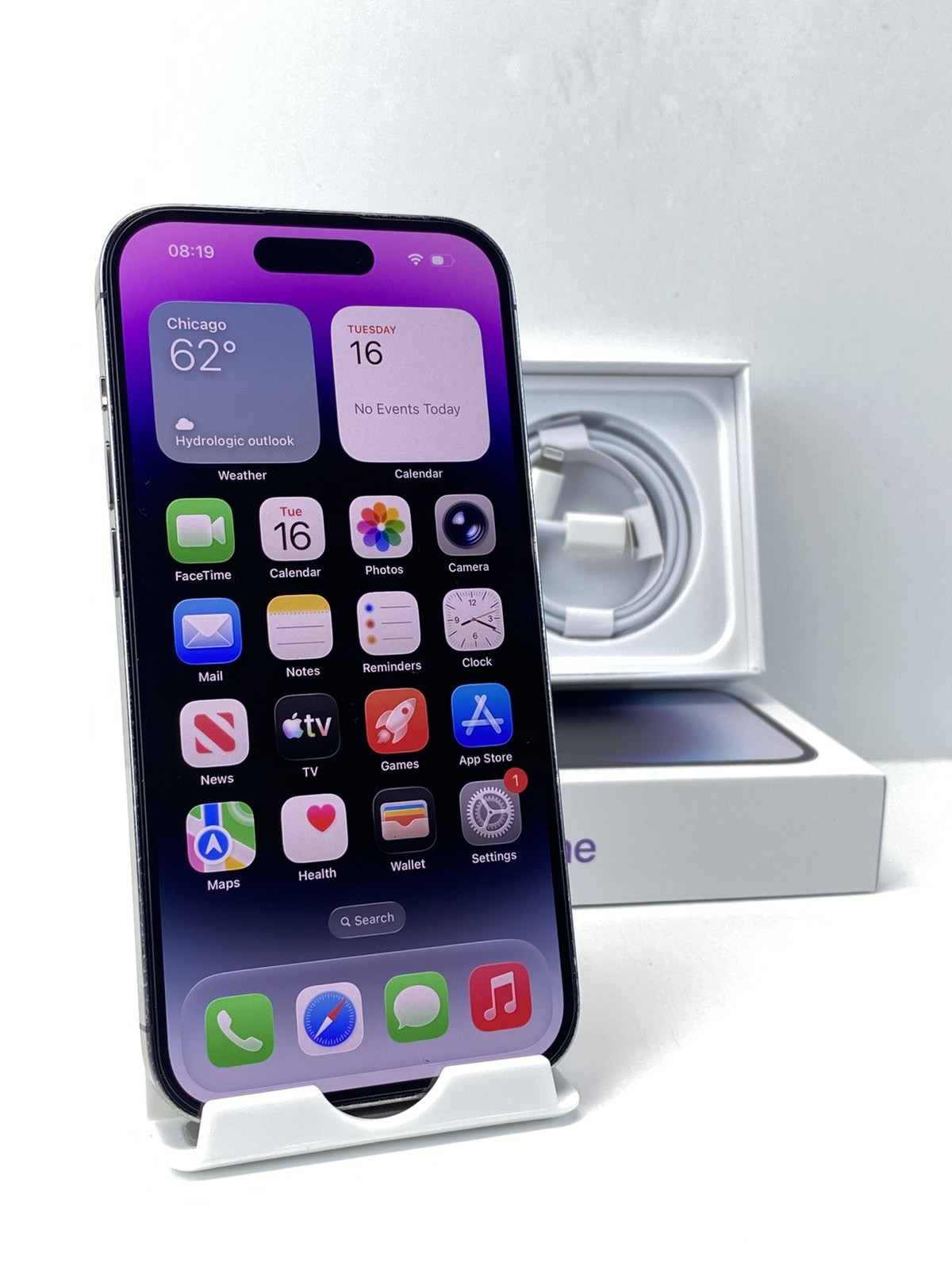 Apple iPhone 14 Pro A2650 512GB Deep Purple Unlocked device 98% battery health