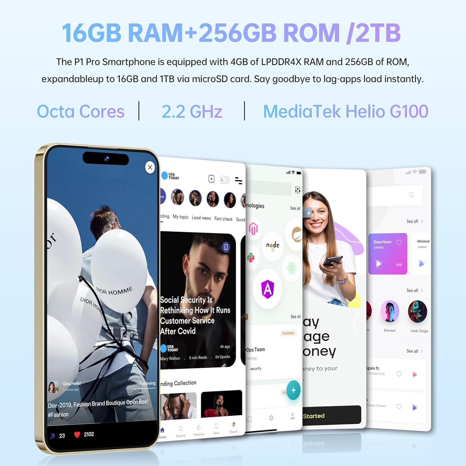 OUKITEL P1 Pro Cell Phone Android 15 16GB+256GB 50MP 120Hz Dual SIM 4G 6.7″ NFC