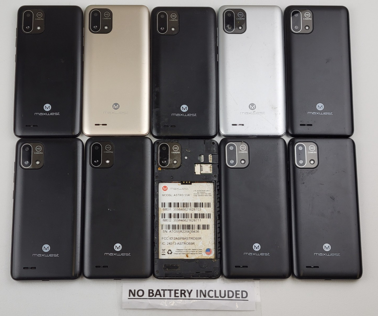 (Lot of 10) **REPAIR** Maxwest Astro 55R (GSM Unlocked) Dual SIM Smartphones