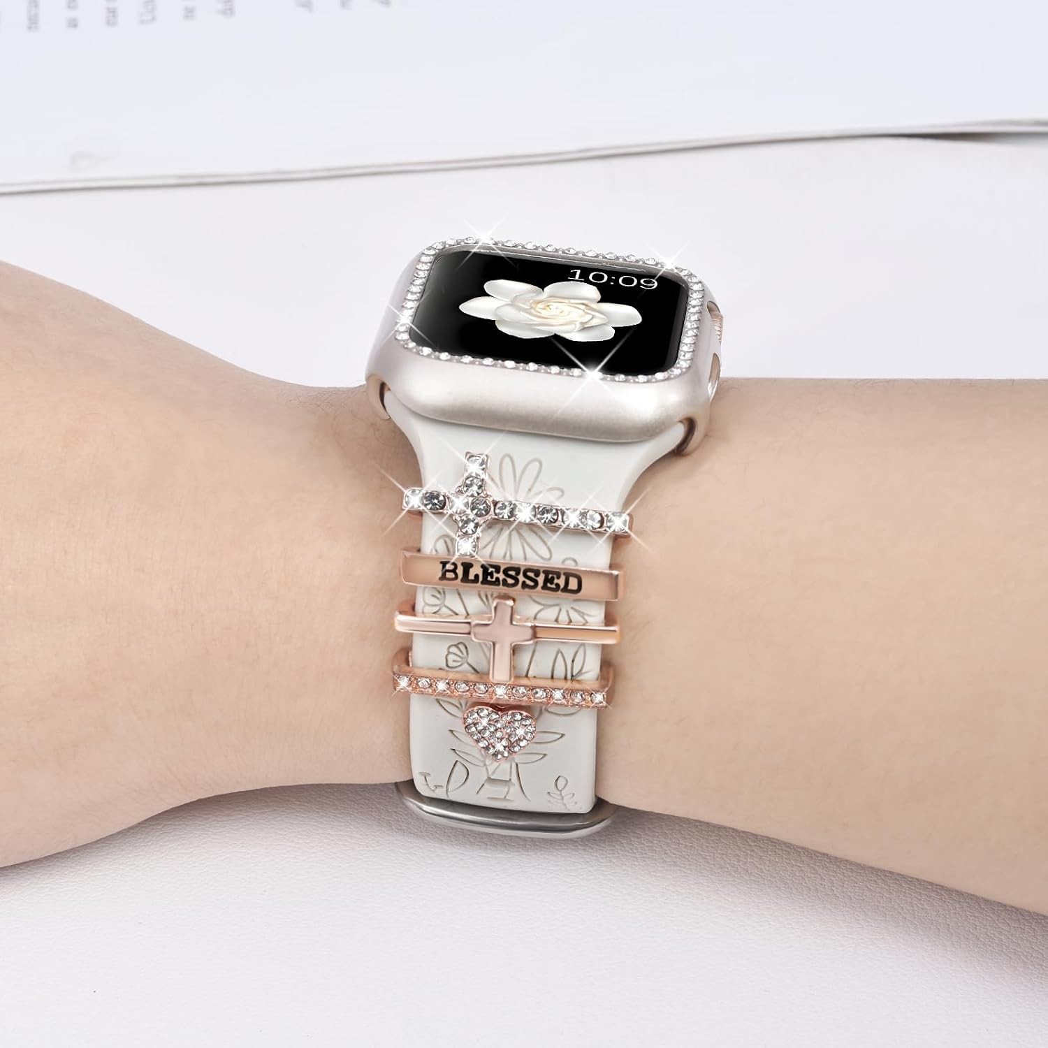Engraved Band + Charms + Case for Apple Watch Band 38mm 40mm 41mm 42mm 44mm 45mm