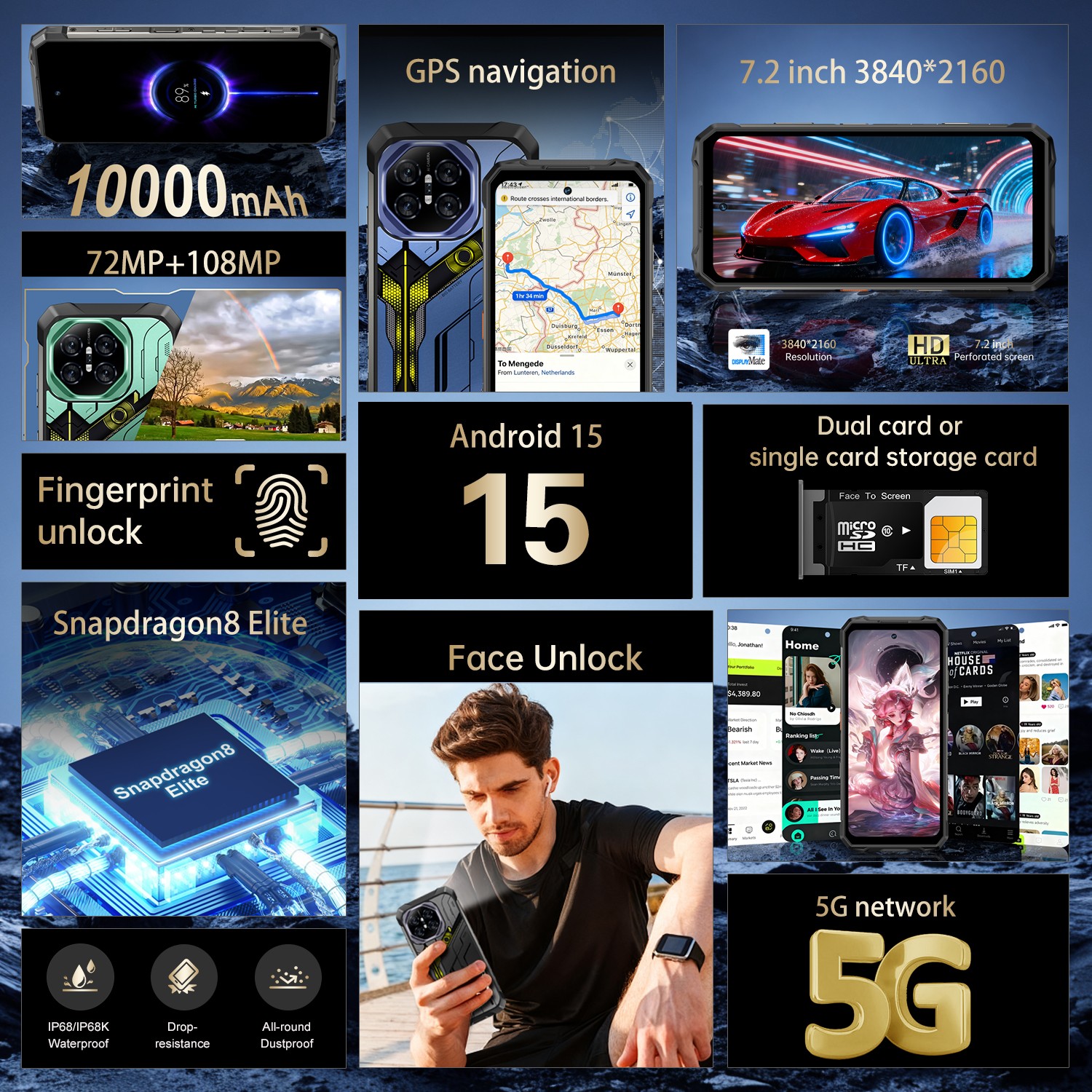 GAMAKOOO 26 Ultra Rugged Smartphone 256G Dual Sim 5G Unlocked Cell Phone 10000mA