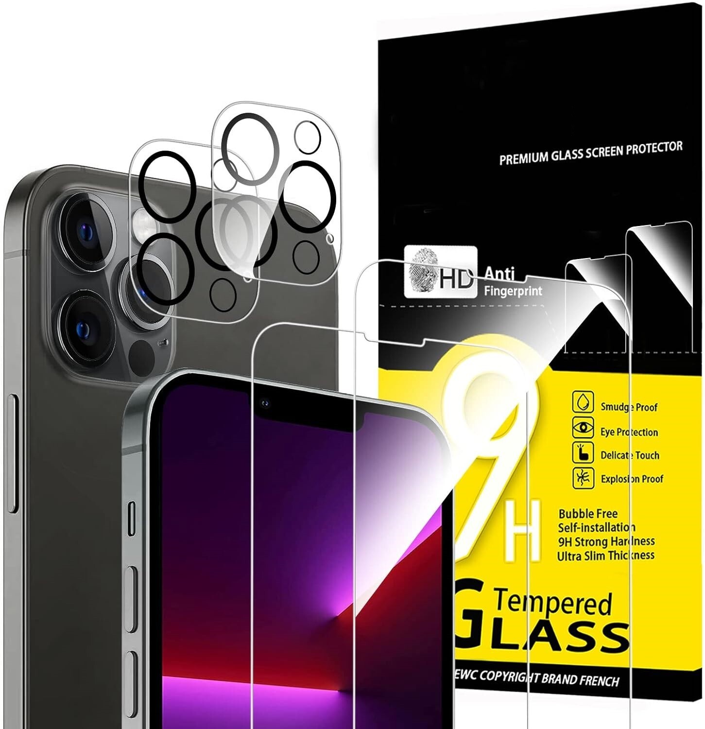 4 in 1 Protector de Pantalla Privacidad Vidrio Templado para iPhone 13 Pro