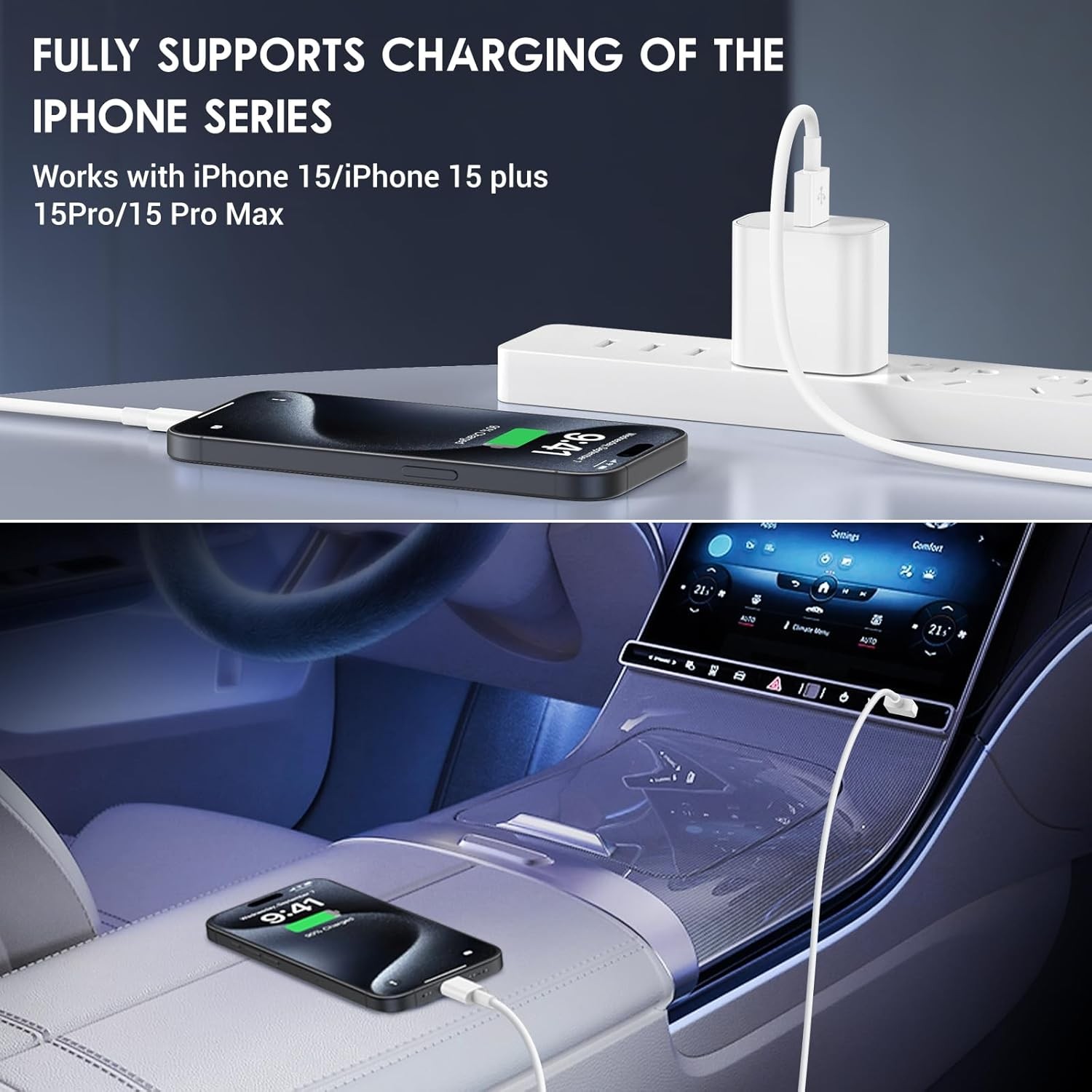 4 Pack 3FT USB-C Fast Charging Cables for iPhone 17/16/15, Adapter Included