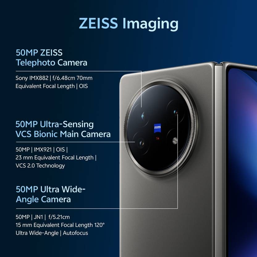 vivo X Fold5 5G (Gray,512GB 16GB RAM) 8 Gen 3 Processor NFC ESIM Global Version.
