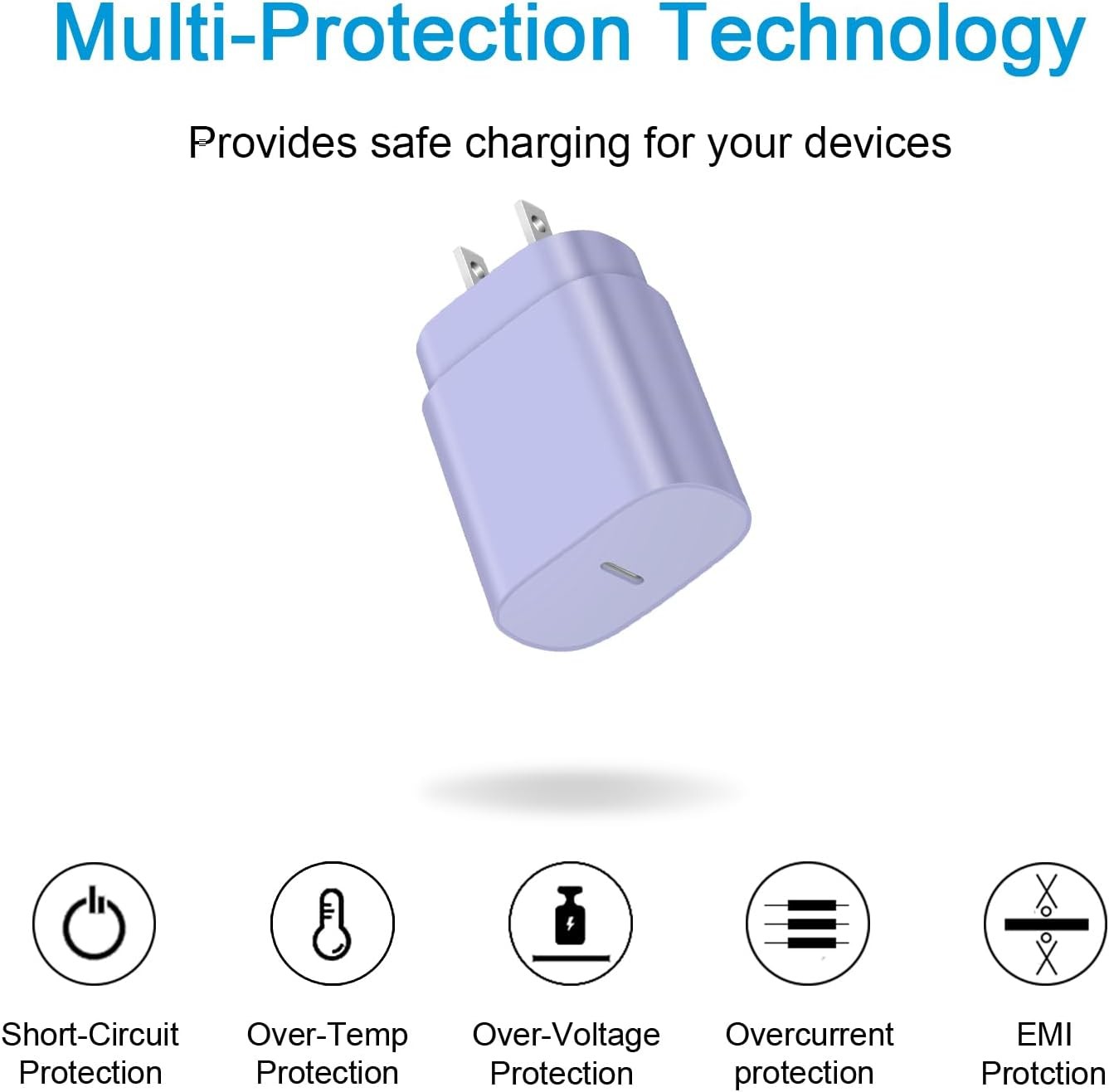 25W USB-C Fast Charger Block for iPhone 15/16/17, Samsung Galaxy S21/S25