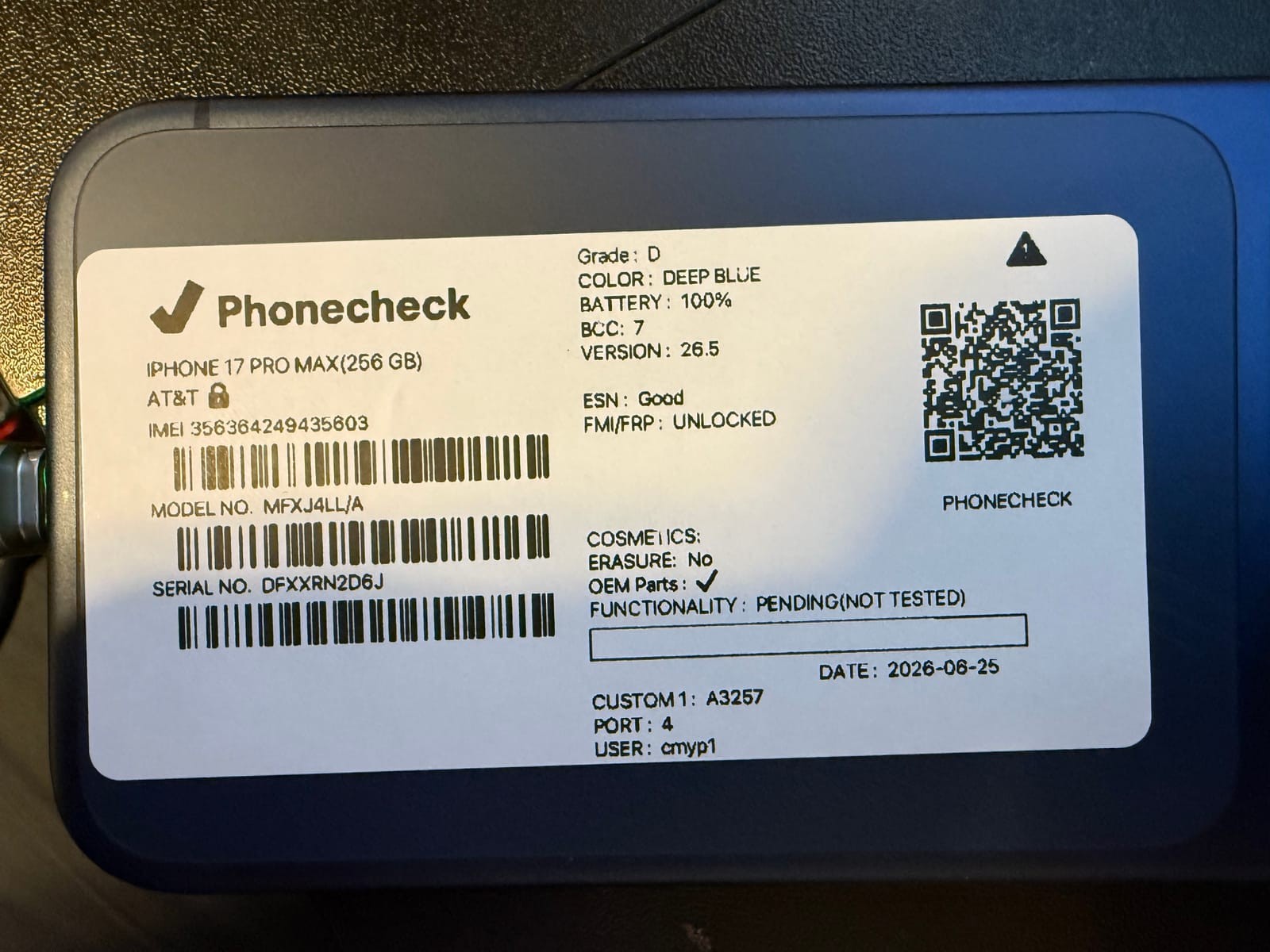 iPhone 17 Pro Max 256GB – Deep Blue (AT&T)